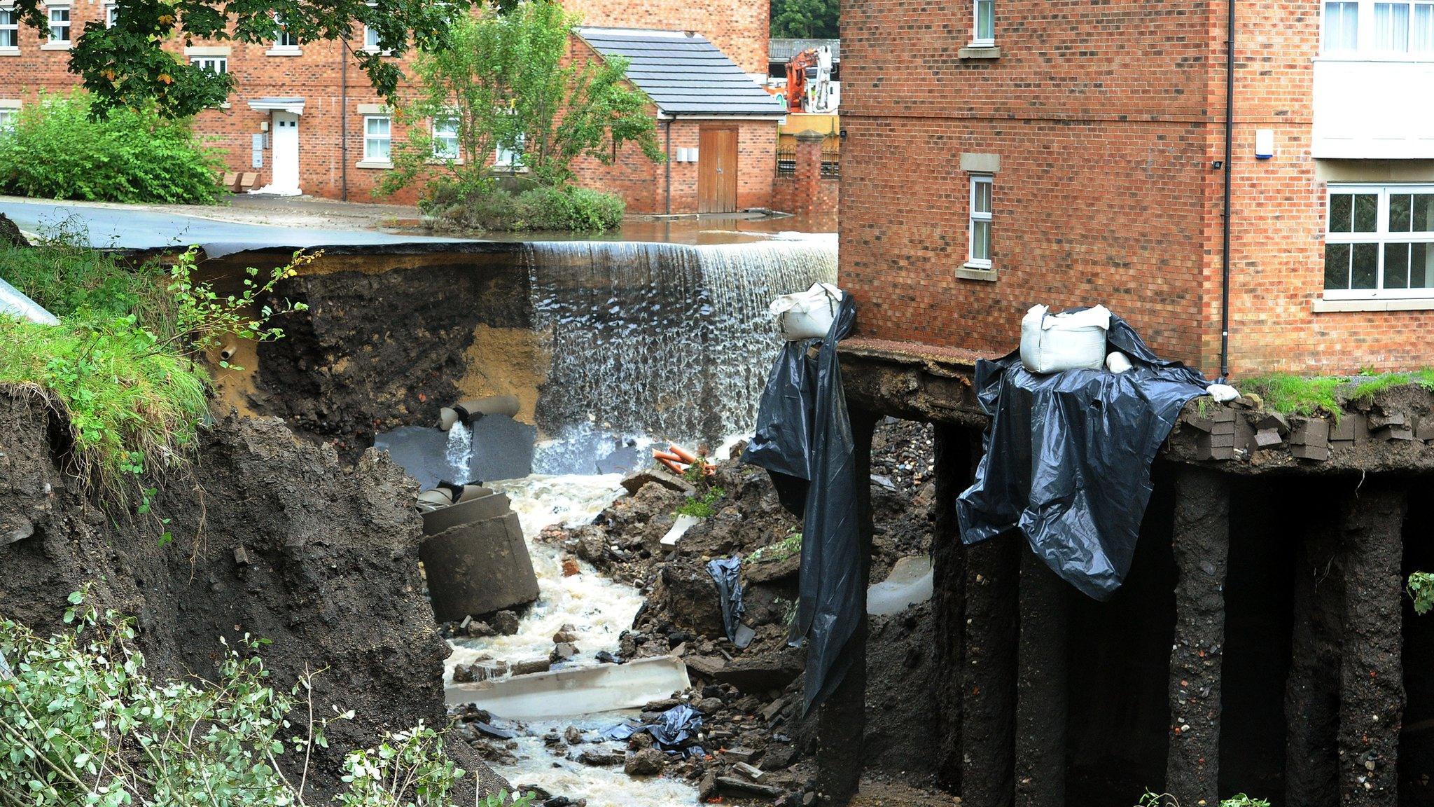 Flood damaged Spencer Court flats, Newburn, Newcastle