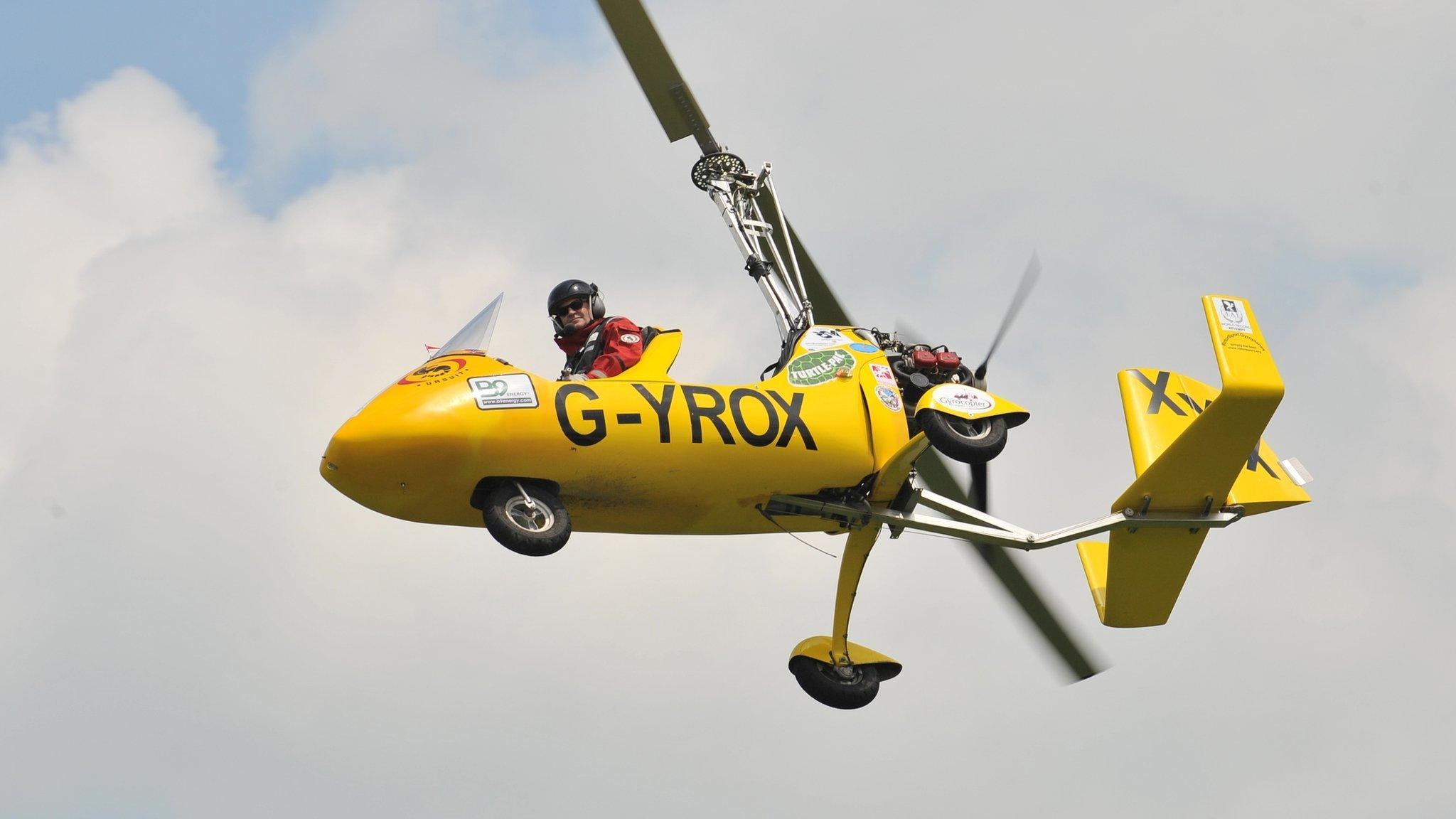 Norman Surplus in his Gyrocopter