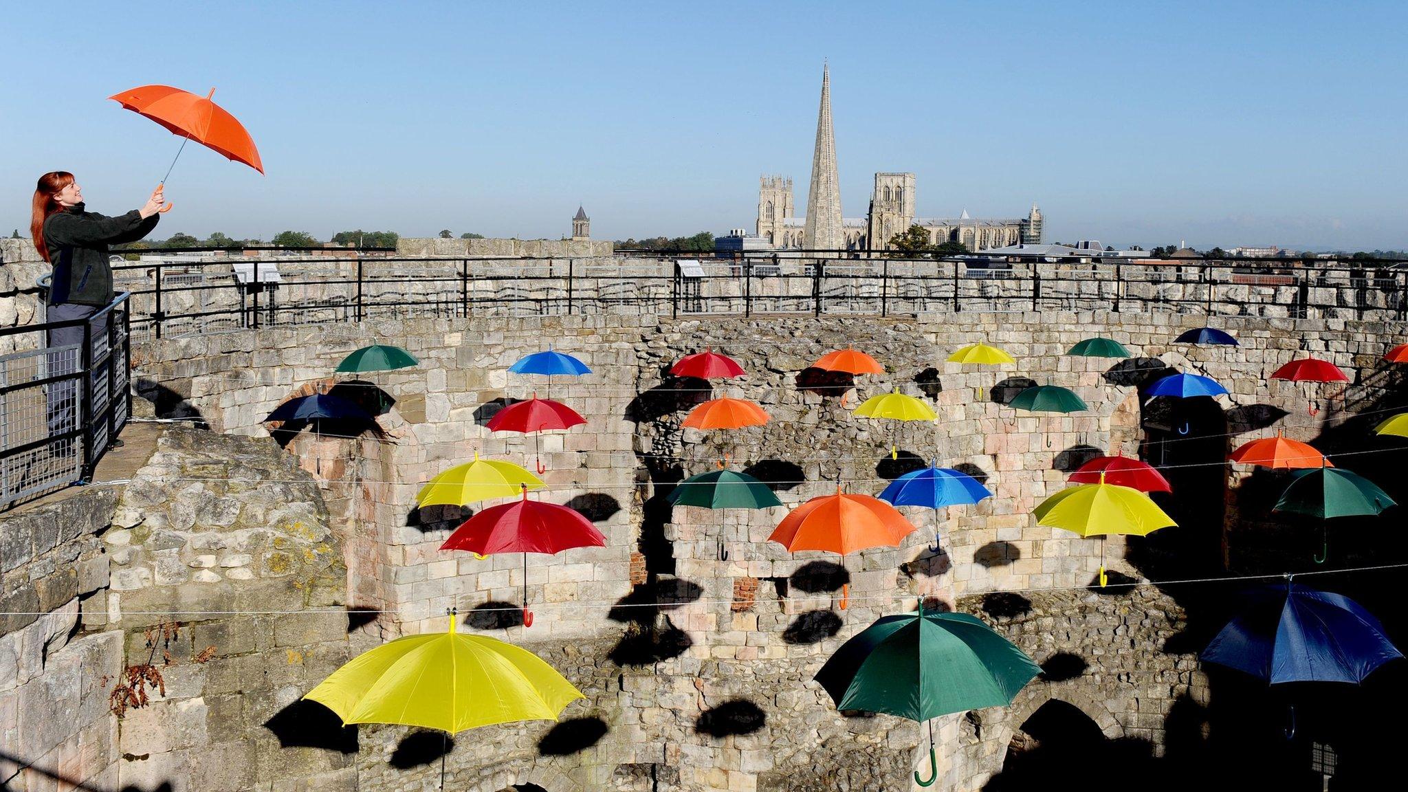 Umbrellas over Clifford's Tower