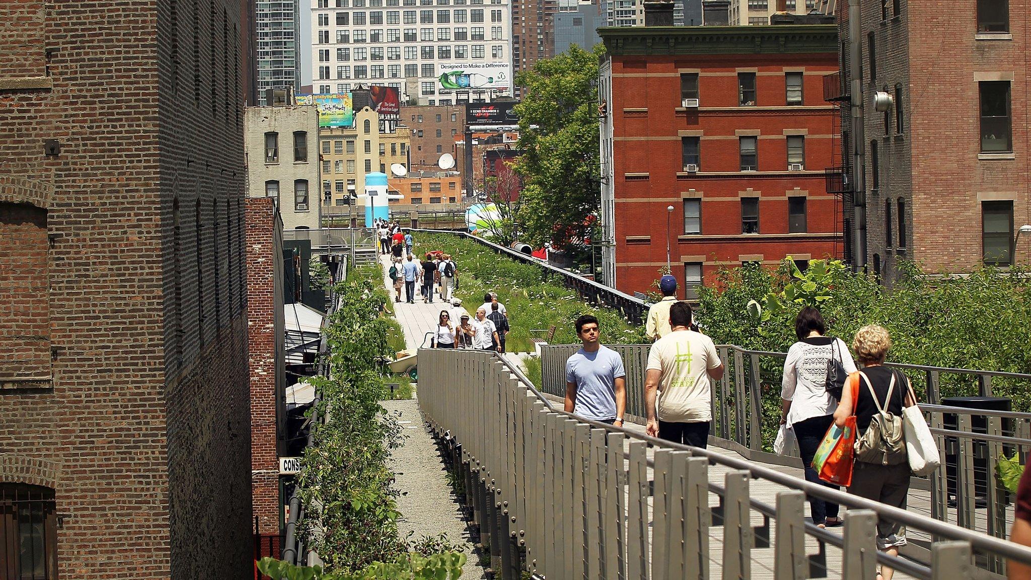 Pedestrians walking on New York's High Line