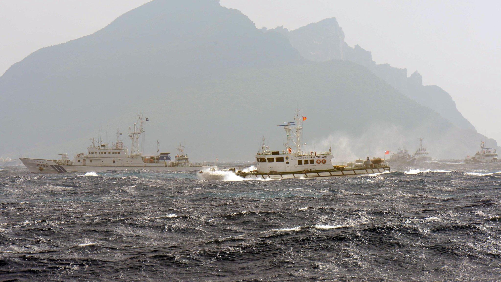 Coastguard vessels from Japan and Taiwan duel with water cannons in waters around the islands