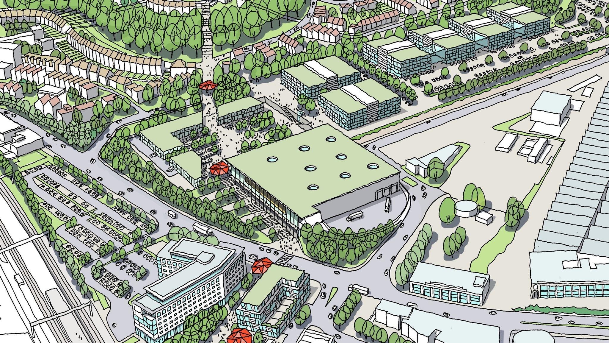 Plans for Napier Park, on the former Vauxhall car plant site in Luton