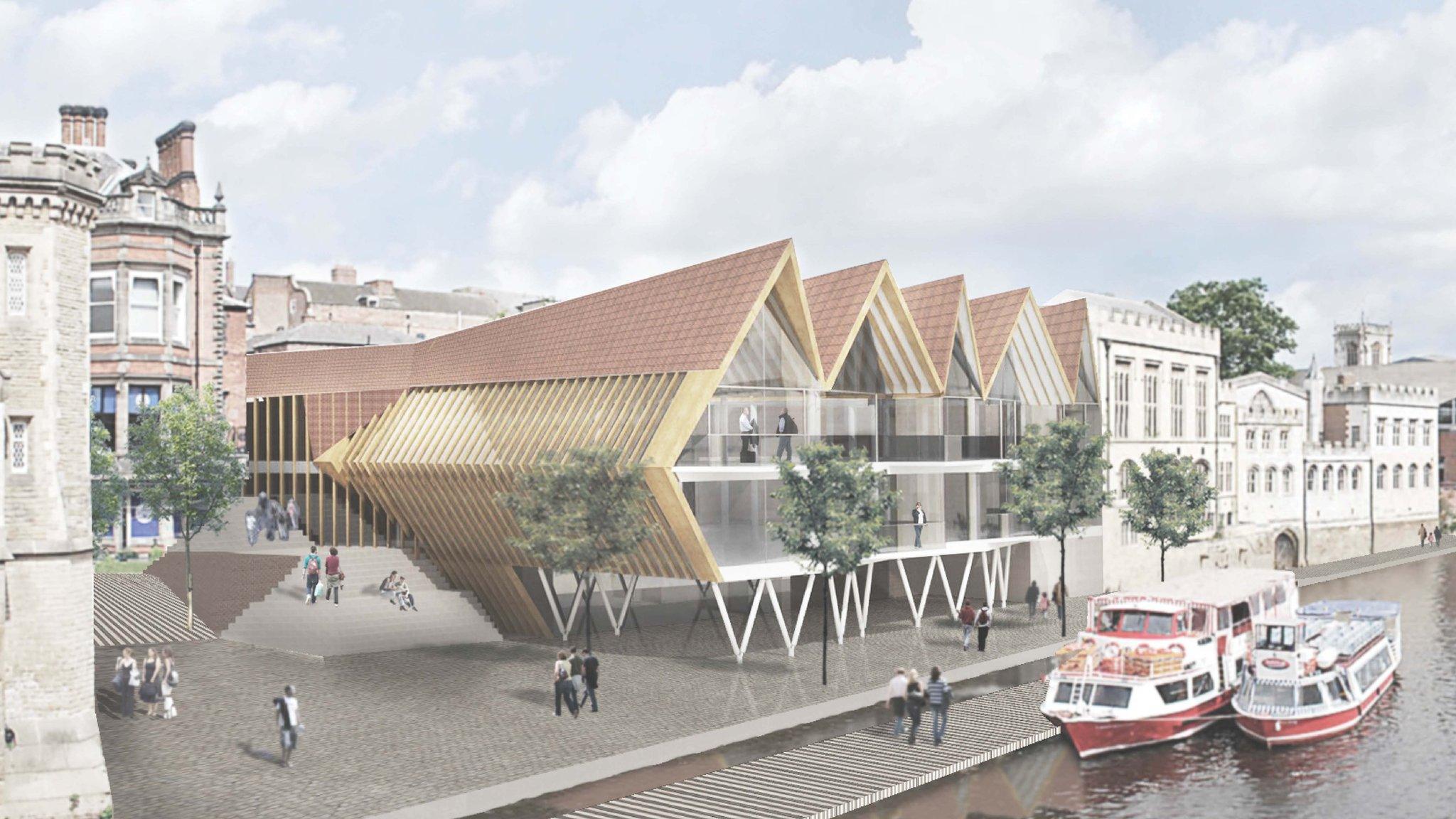 Artist impression of York's historic Guildhall and riverside complex