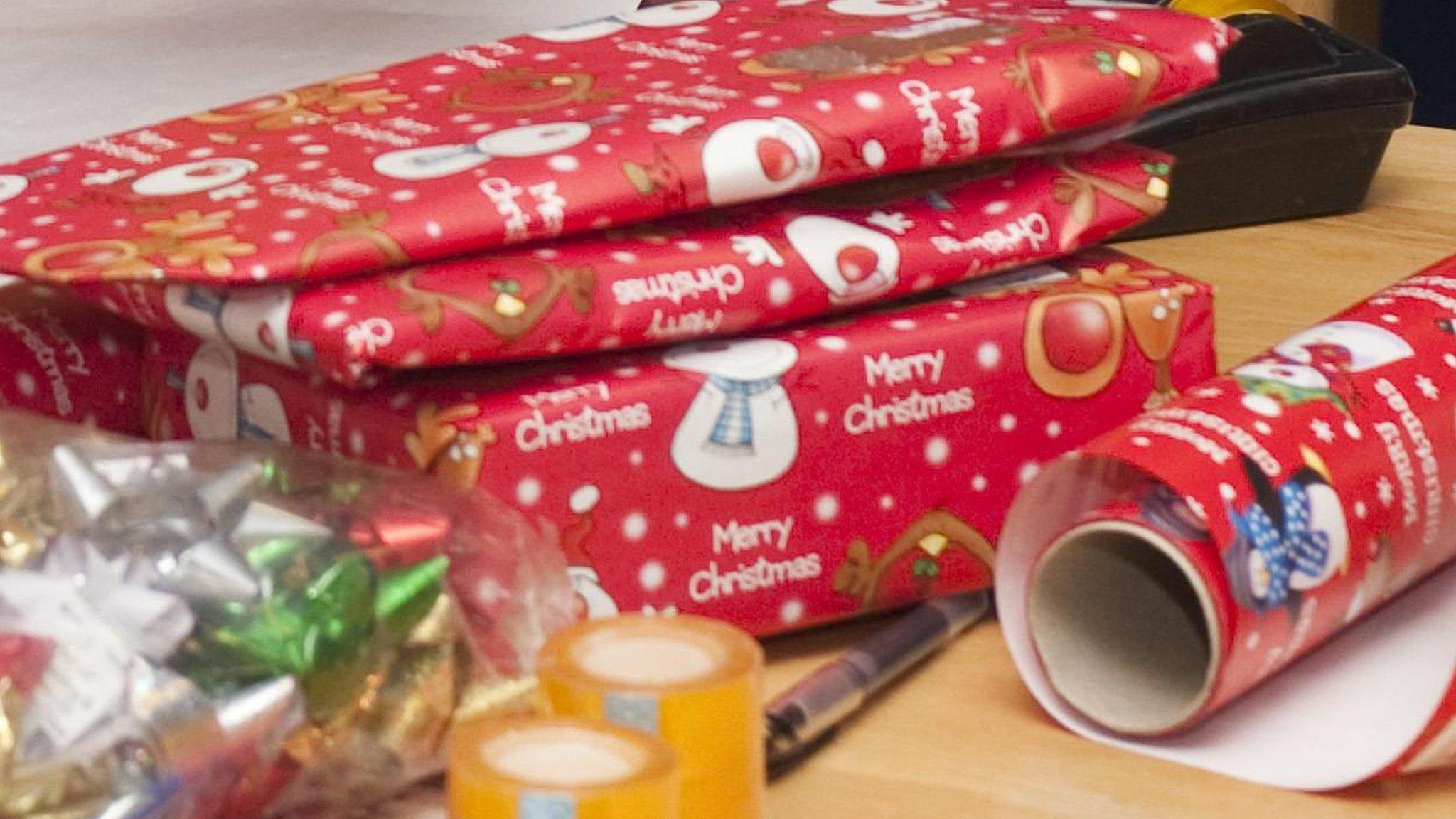 Christmas presents and wrapping paper