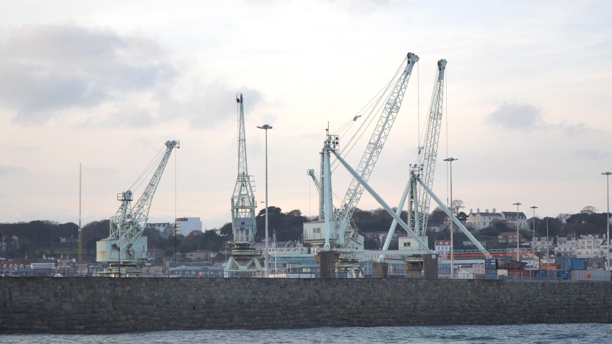 Cranes at St Peter Port Harbour in Guernsey