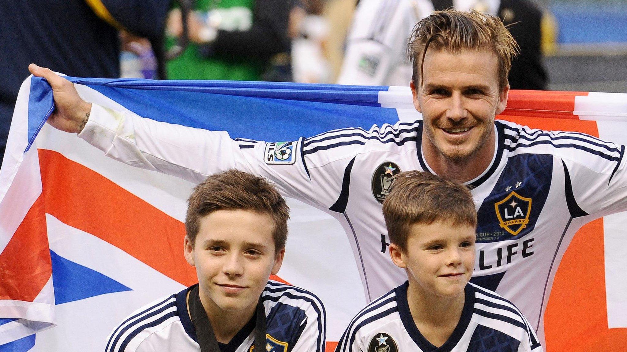 David Beckham with sons Brooklyn and Cruz