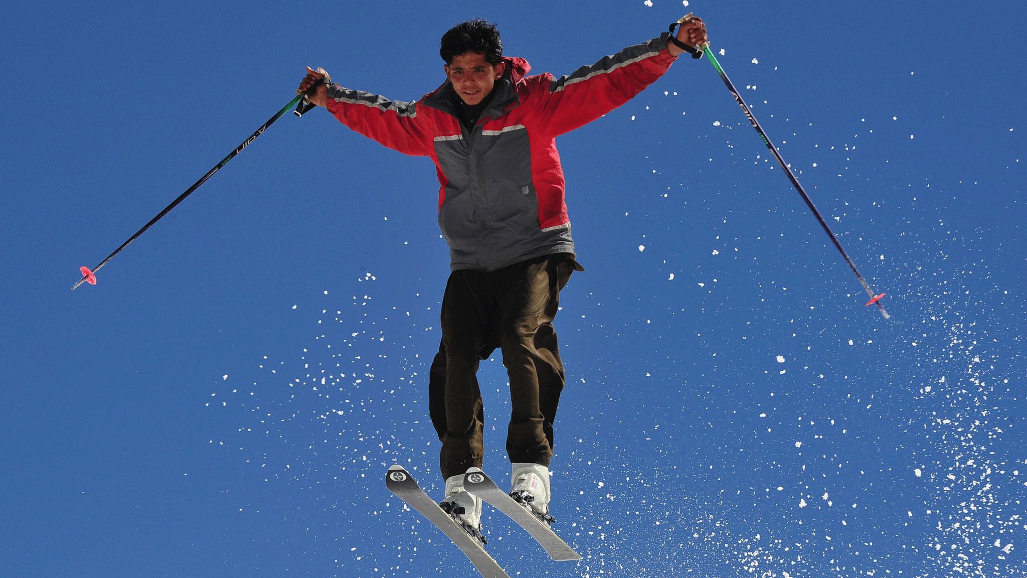 A young man skis at Malam Jabba, 20 march 2011