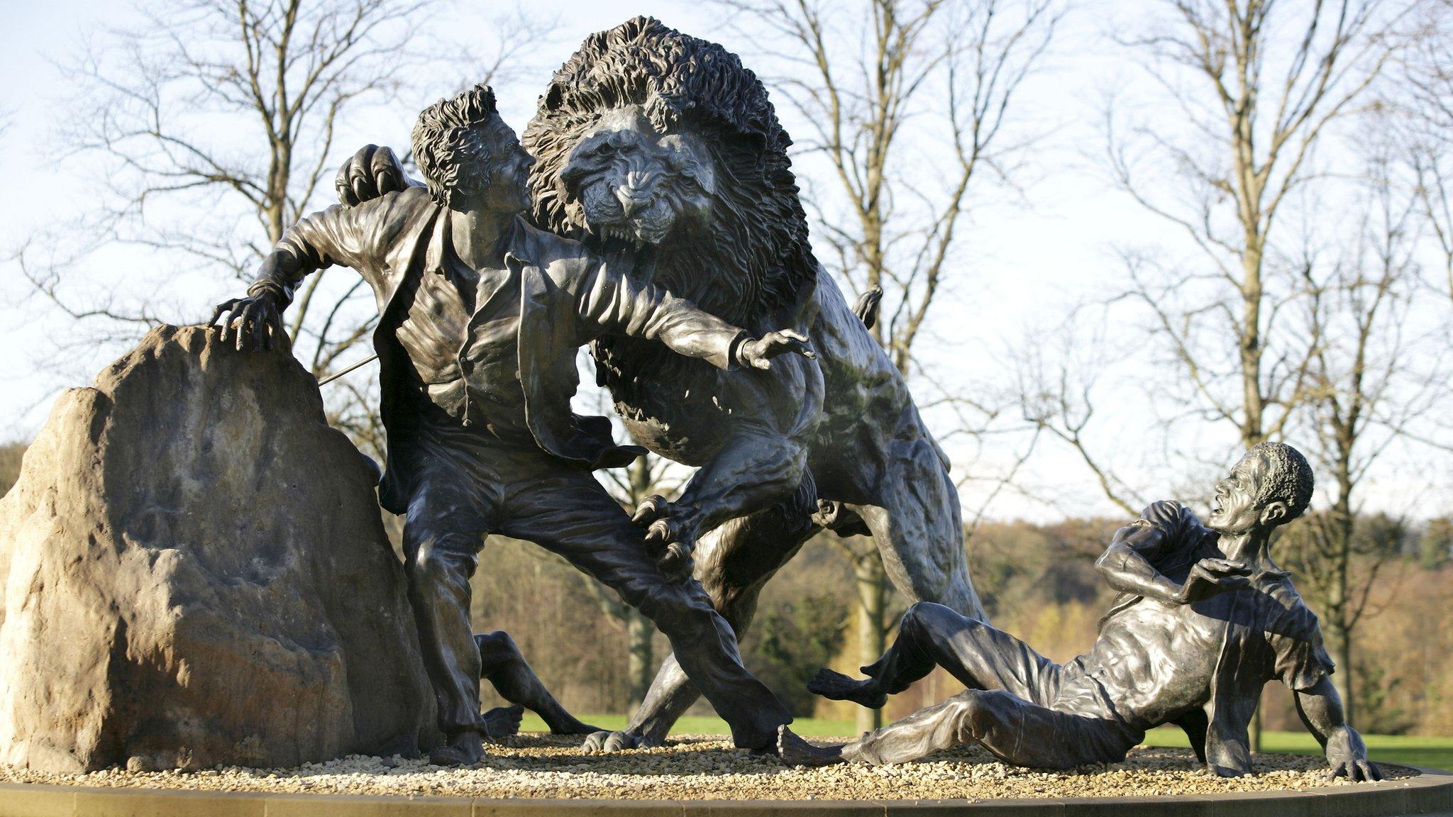 Lion statue is in the grounds of the David Livingstone Centre