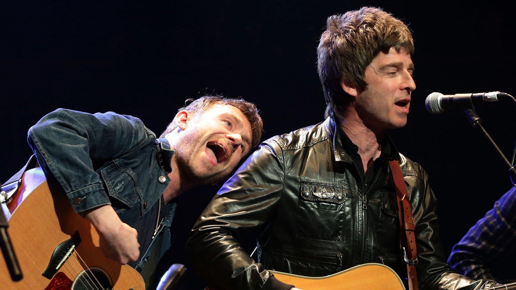 Left-right: Damon Albarn, Noel Gallagher and Graham Coxon