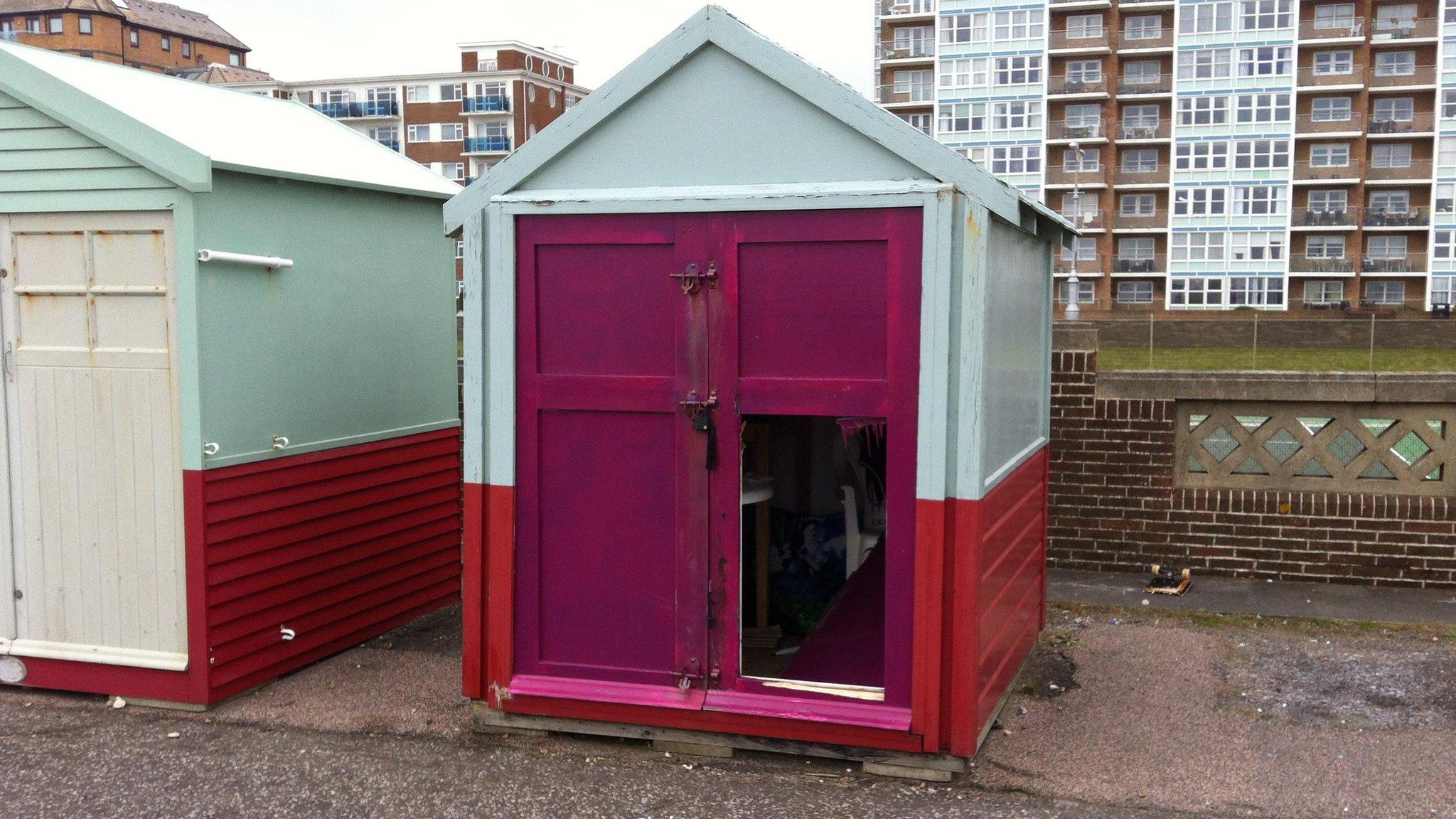 Damaged Hove beach hut