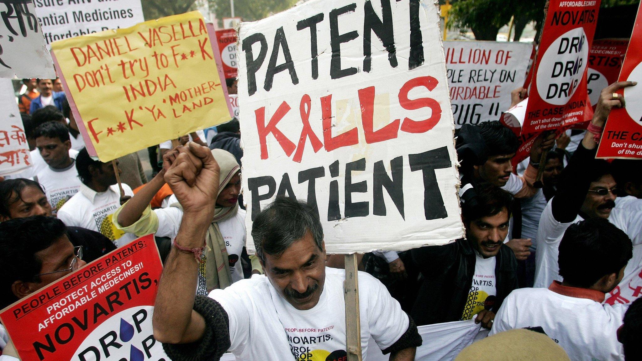 Protests against Novartis patent plea in India