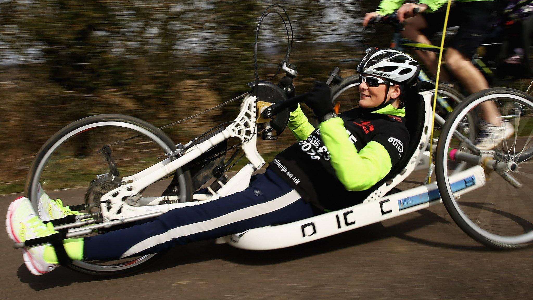 Claire Lomas training at Whitwell Leisure Park, Rutland