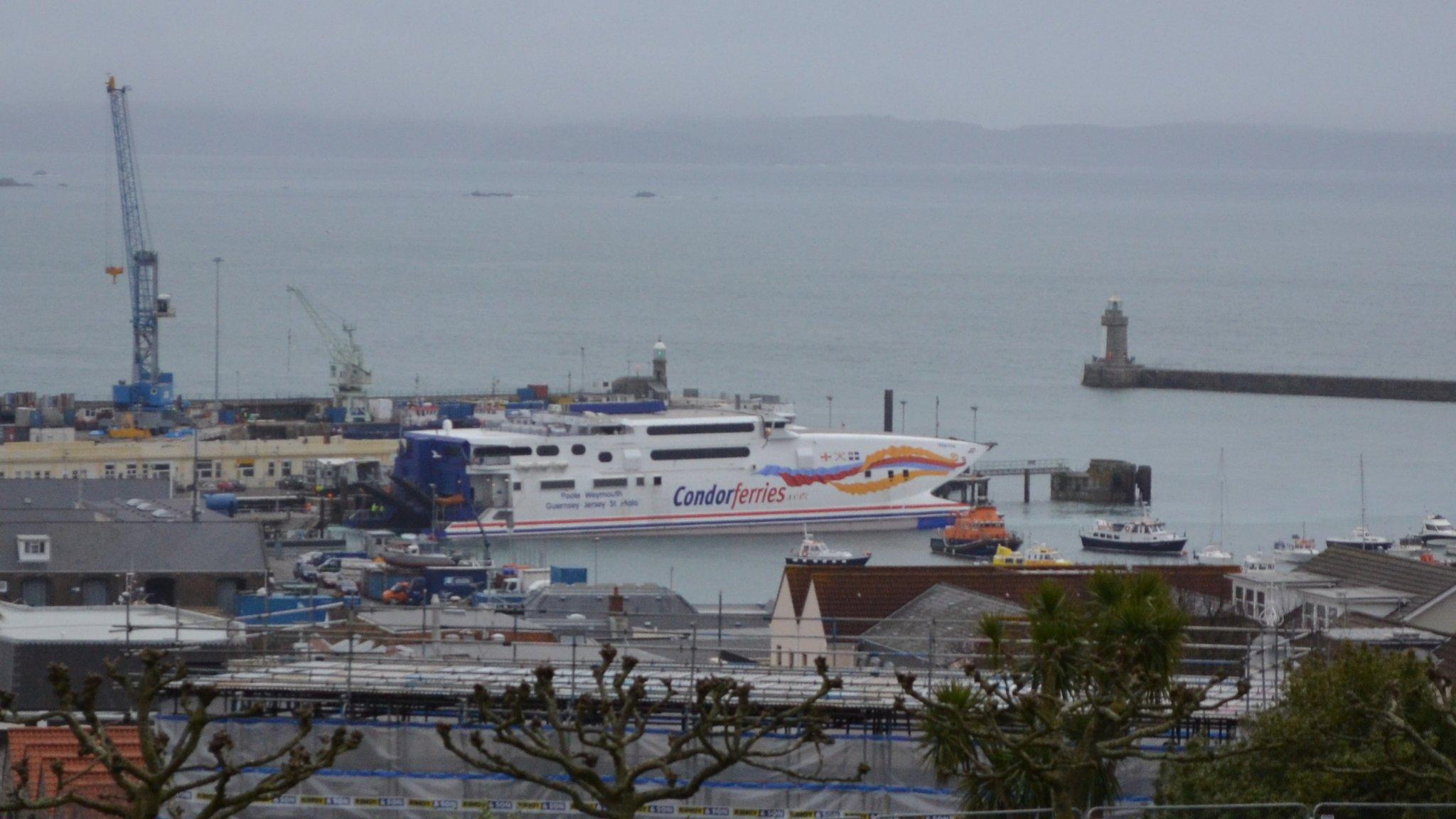 Condor fast ferry in Guernsey's St Peter Port Harbour