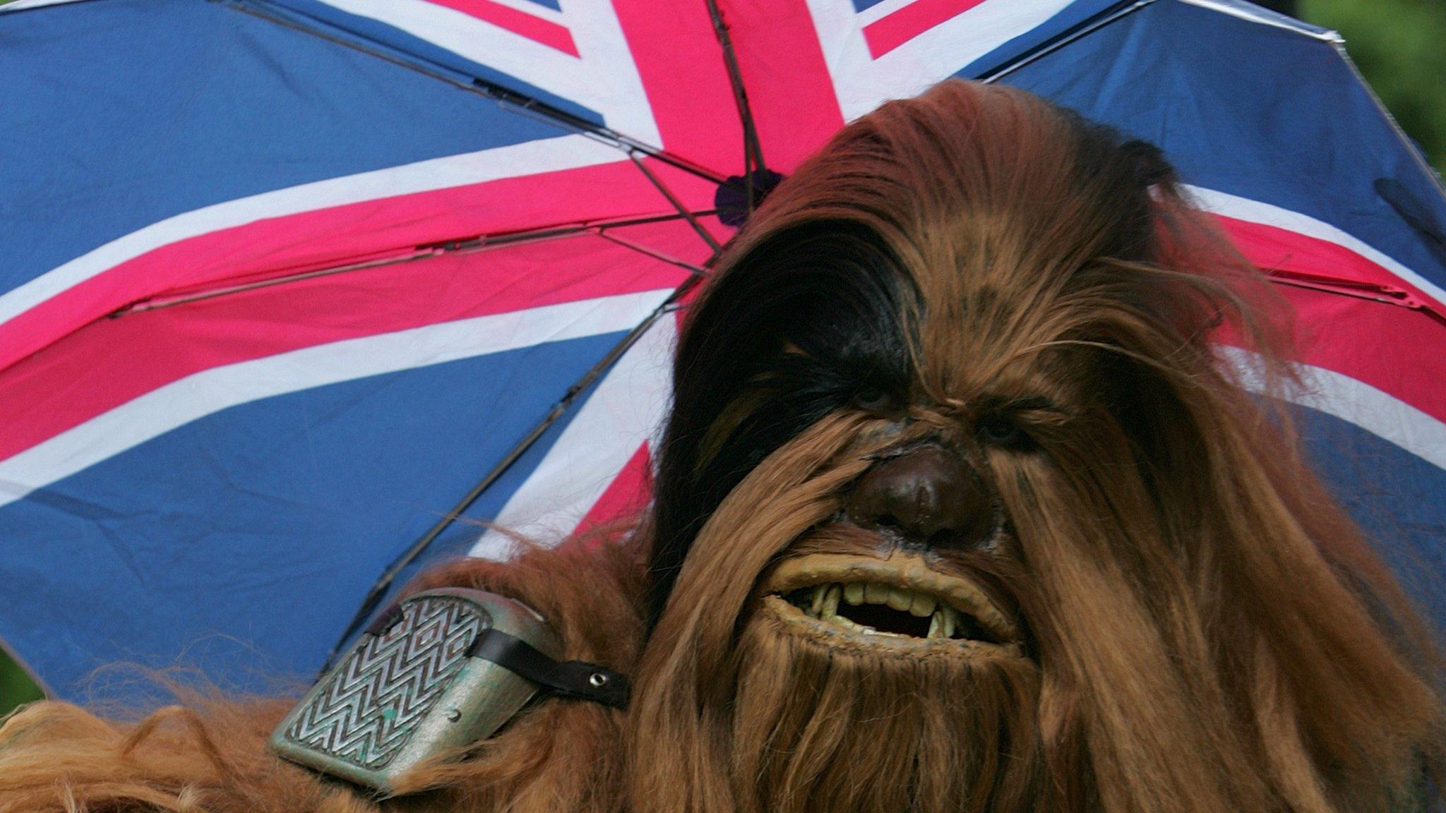 Star Wars fan dressed as Chewbacca at 2005 event in LOndon