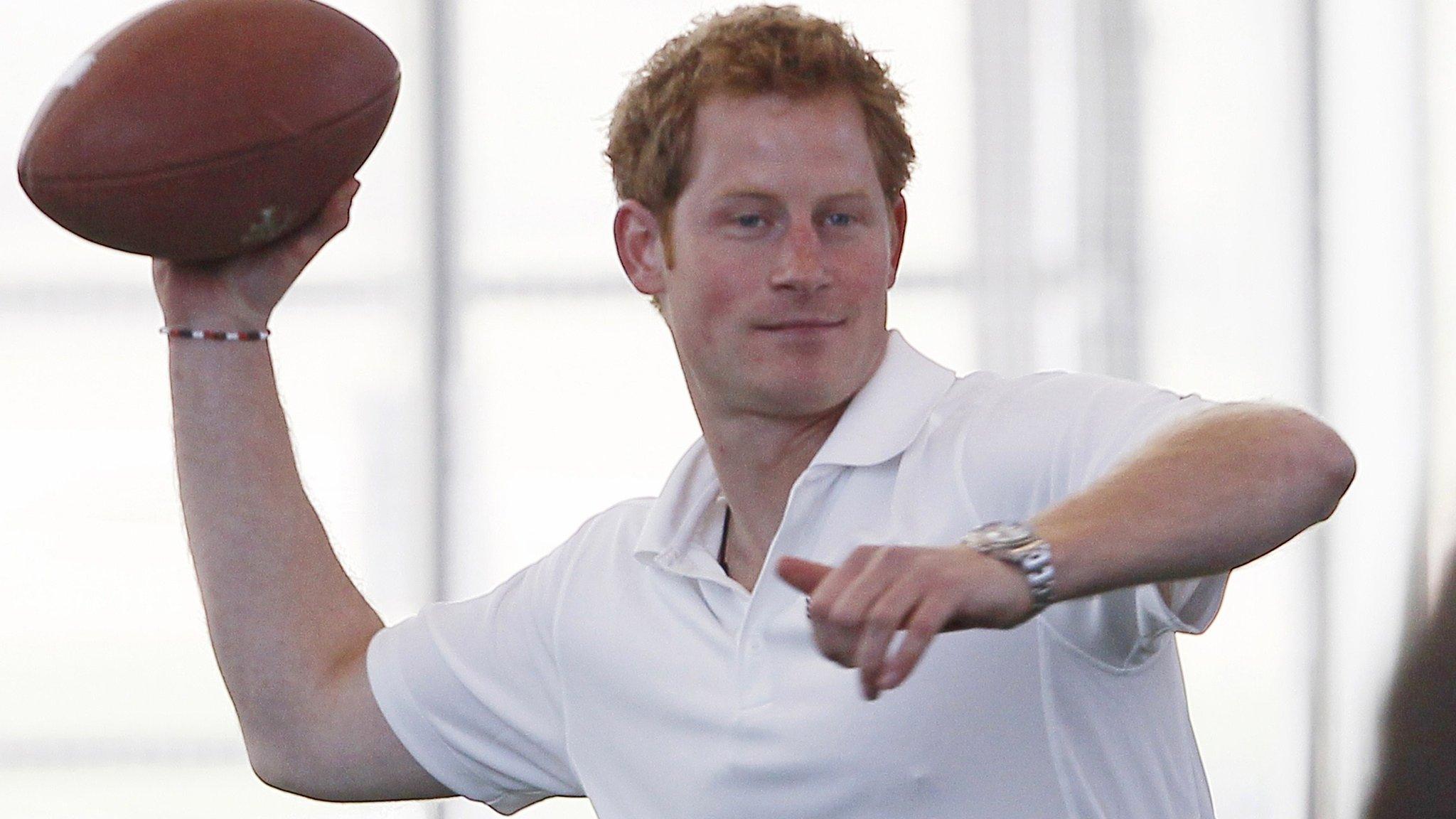 Prince Harry at Air Force Academy American football training session