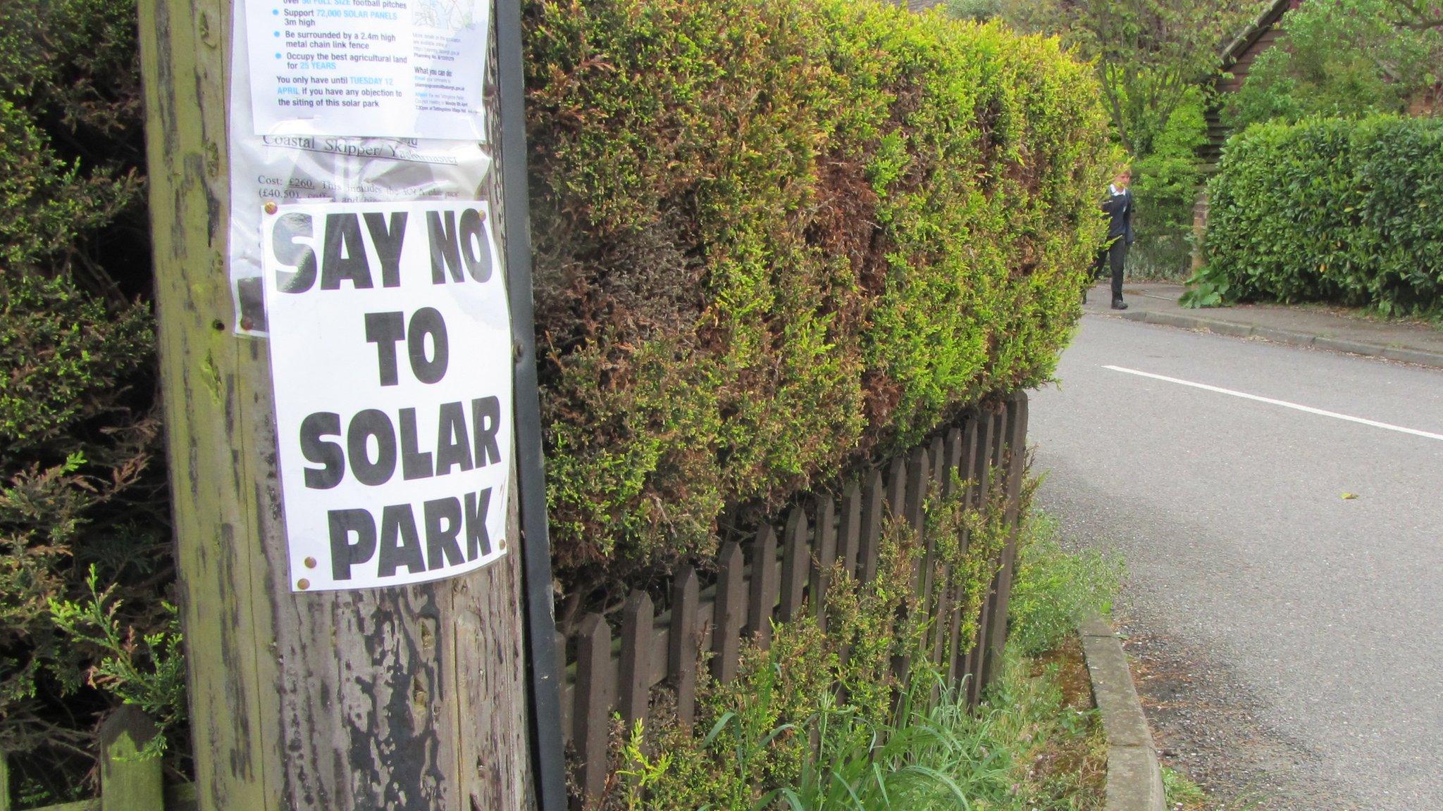 Solar Farm protest sign, Tattingstone