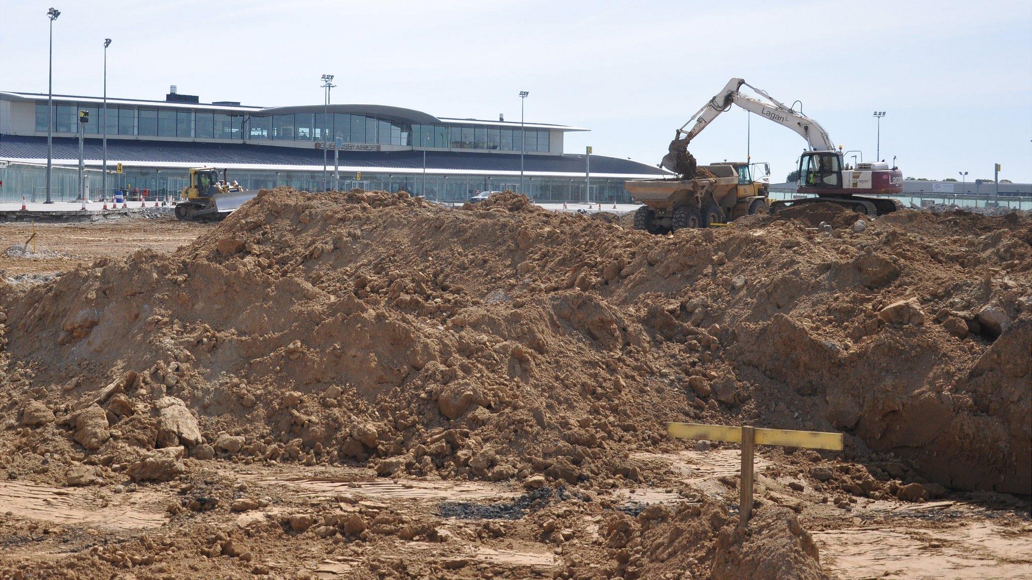 Guernsey Airport project: Work on the apron outside the terminal building