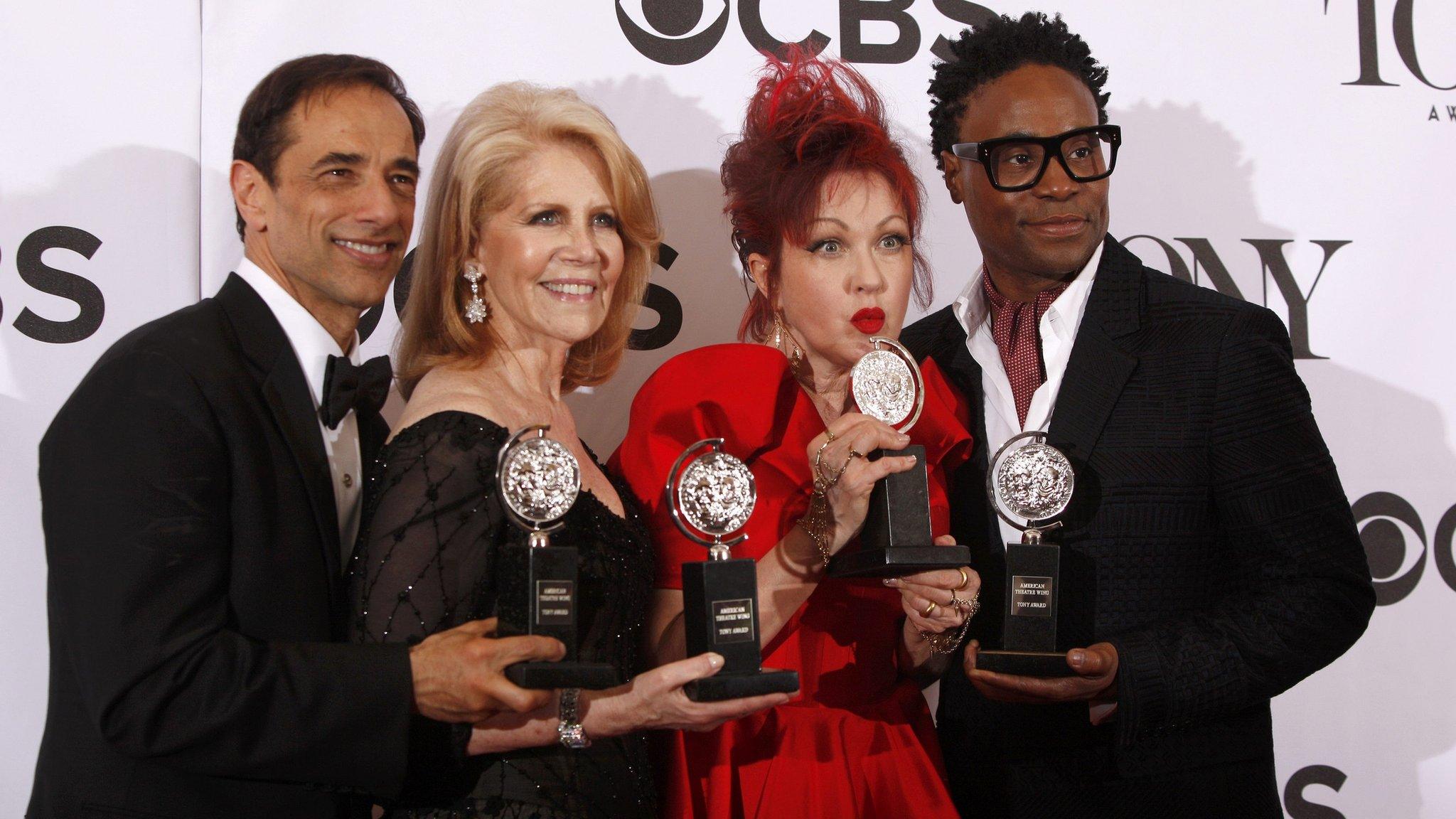 Kinky Boots producers Hal Luftig and Daryl Roth join Cyndi Lauper and Billy Porter at the Tony Awards