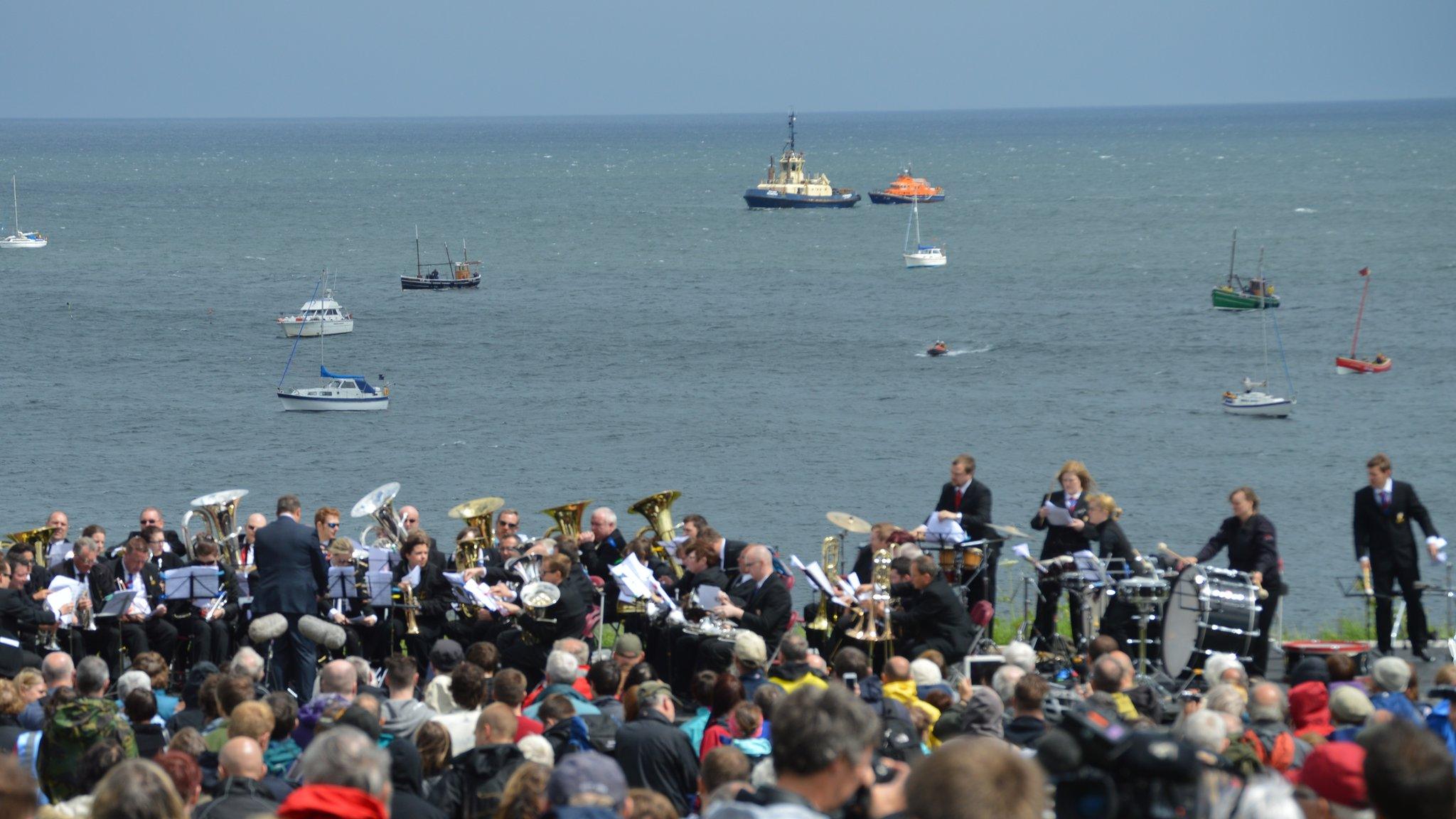 Crowds at Souter Lighthouse watching Foghorn Requiem