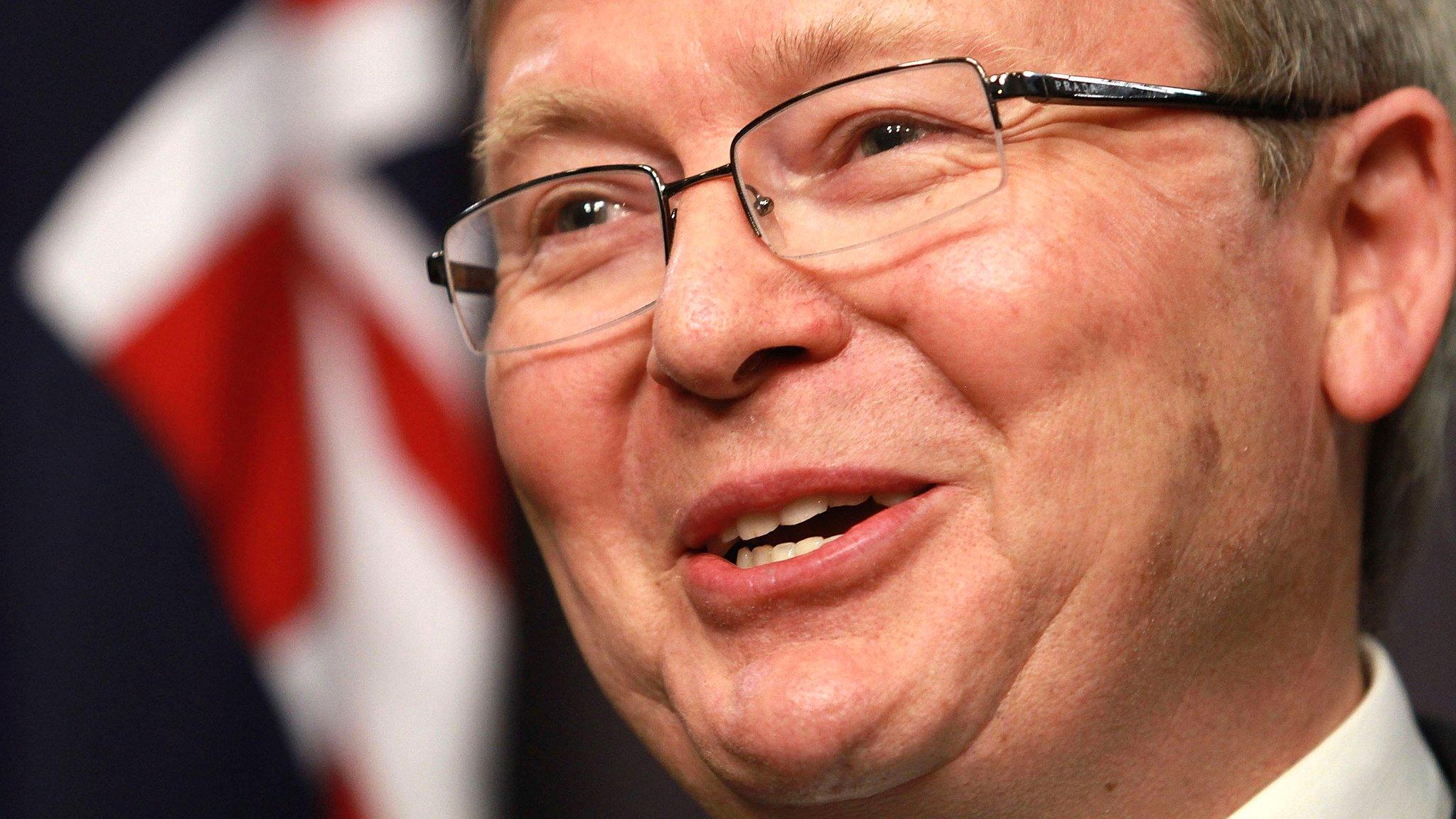 Prime Minister Kevin Rudd at a news conference at Parliament House in Canberra, Australia