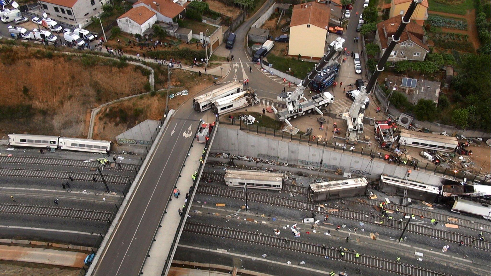 Aerial image of train crash