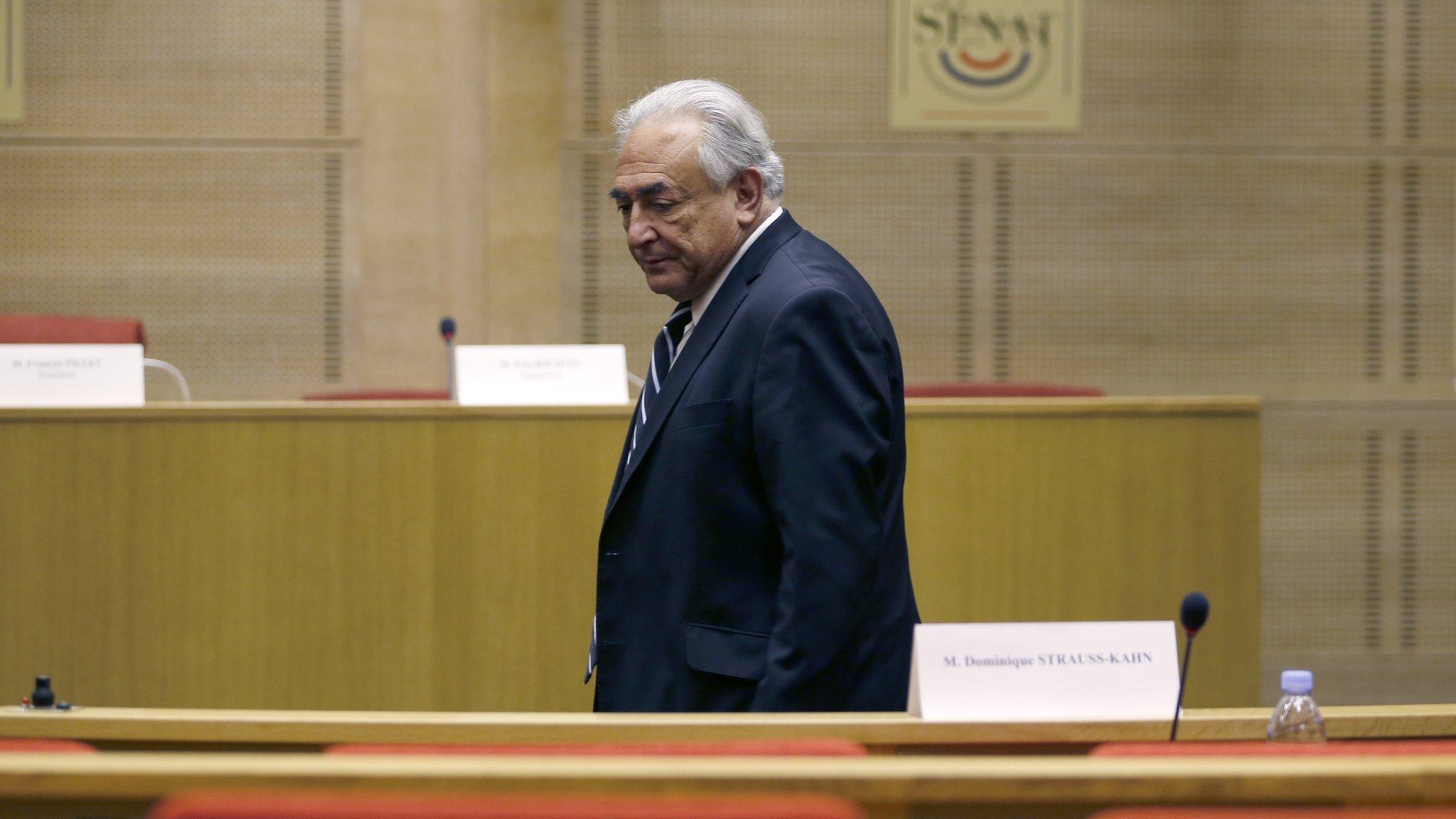 Dominique Strauss-Kahn at a French Senate commission inquiry on the role of banks in tax evasion in Paris (June 2013)