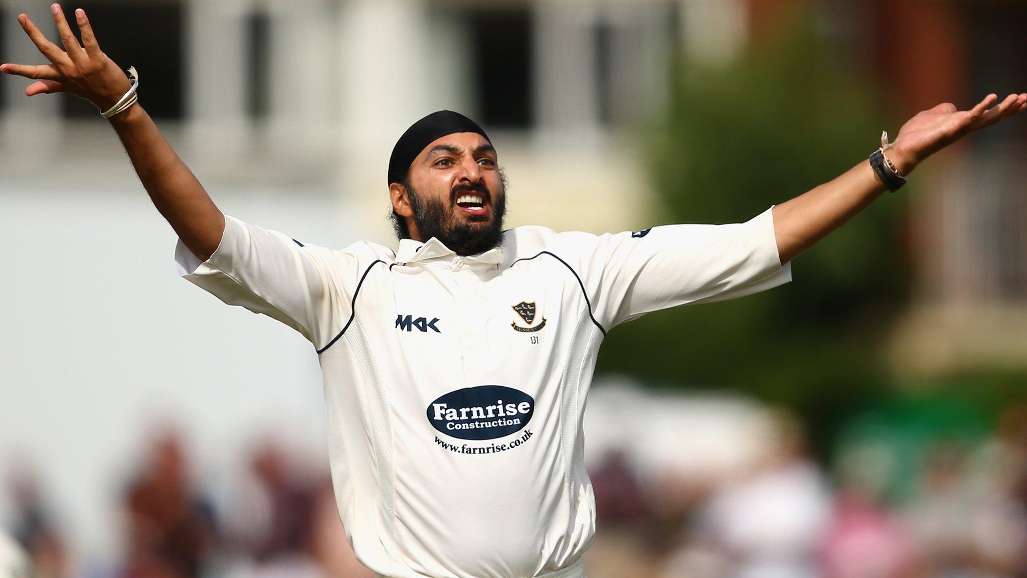 Monty Panesar playing for Sussex against Australia