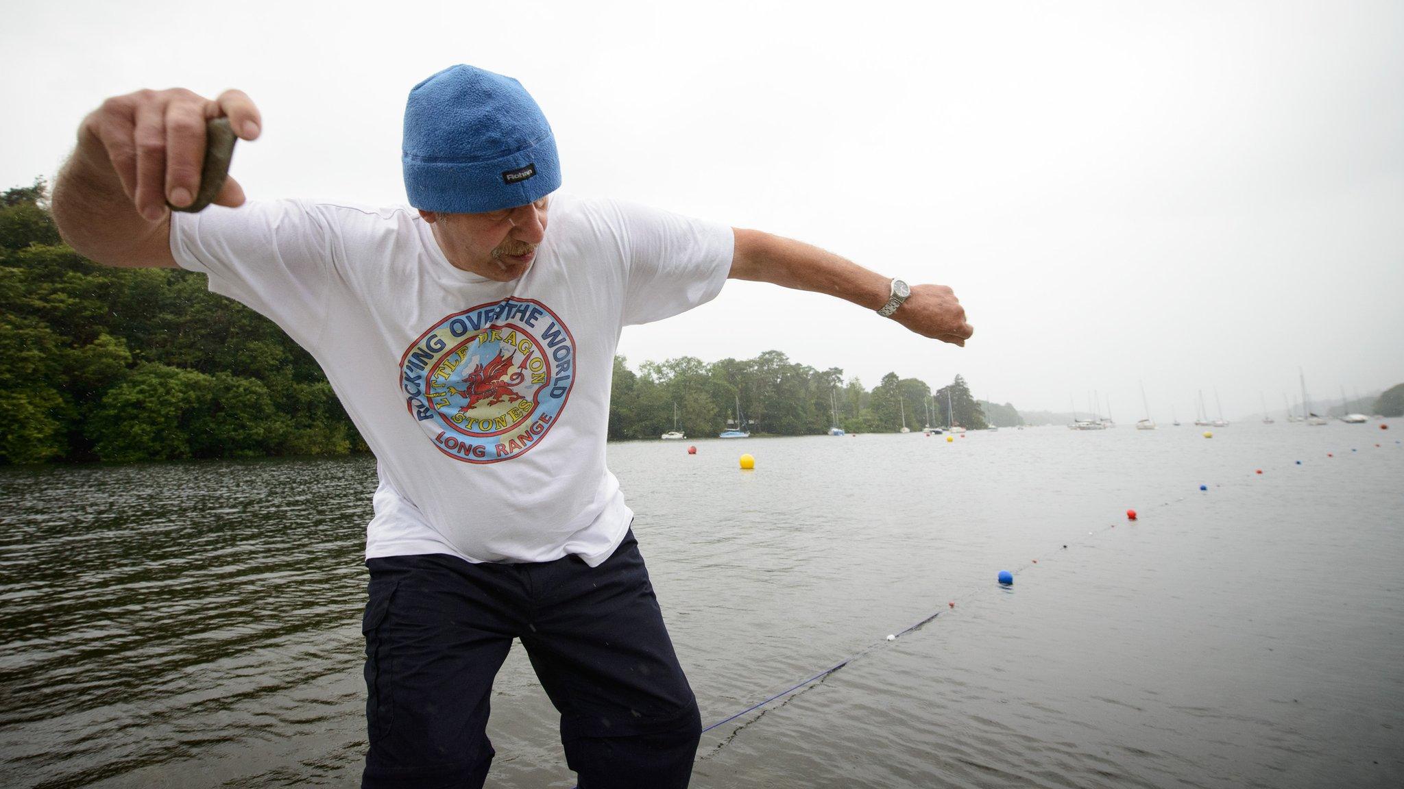Current stone skimming world record holder Ron Long