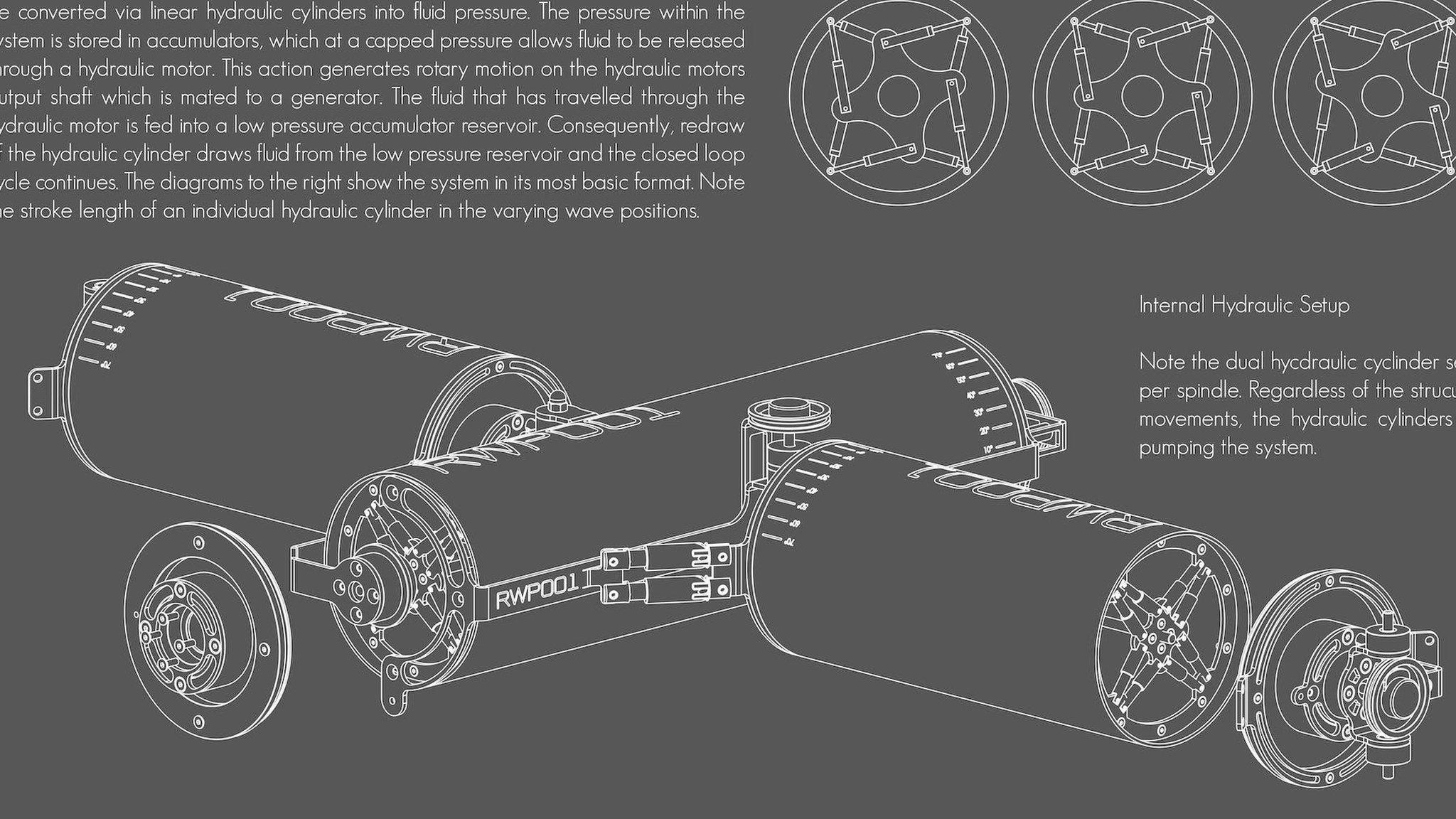 Drawing of wave power generator