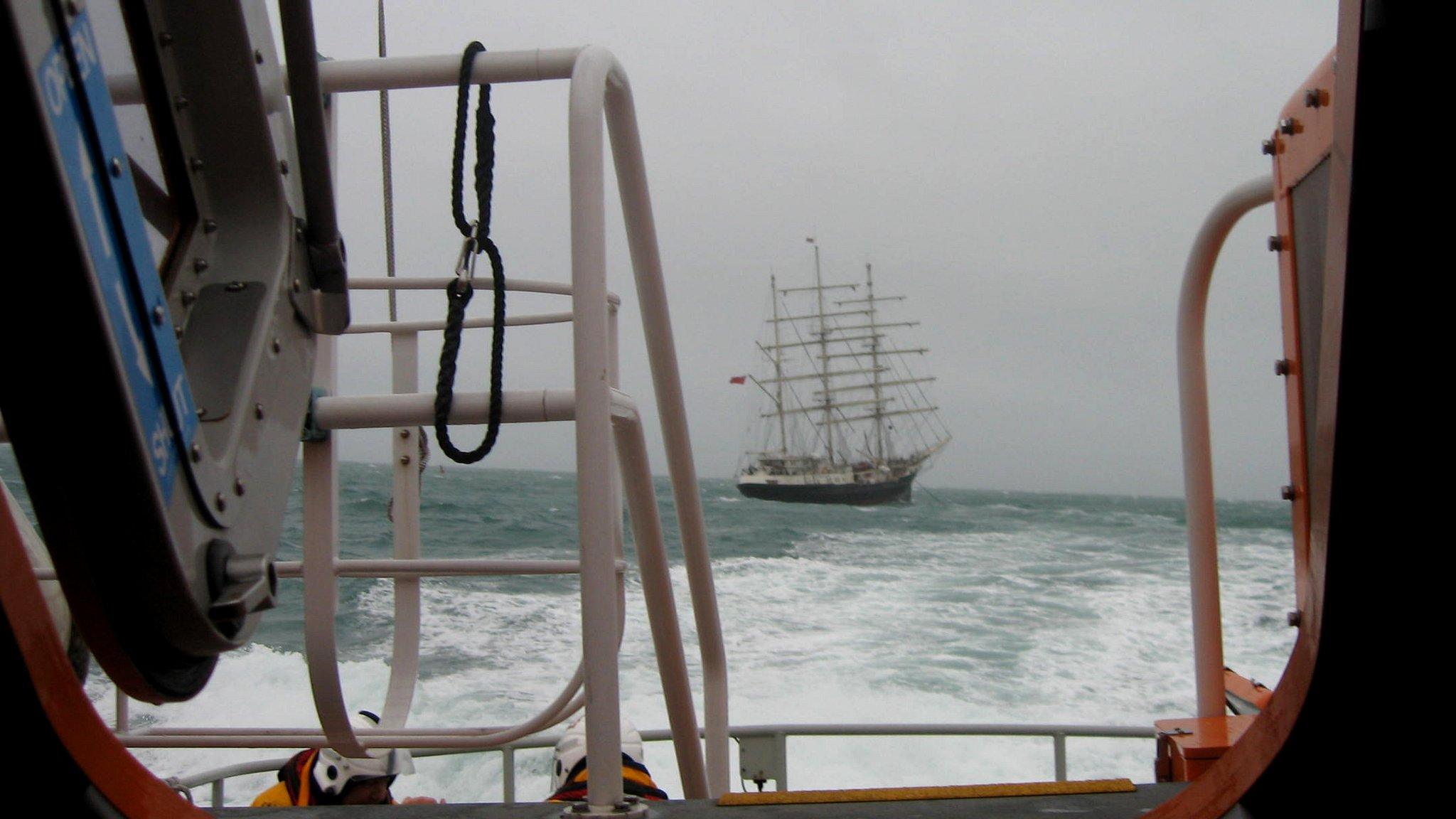 Tenacious viewed from the lifeboat