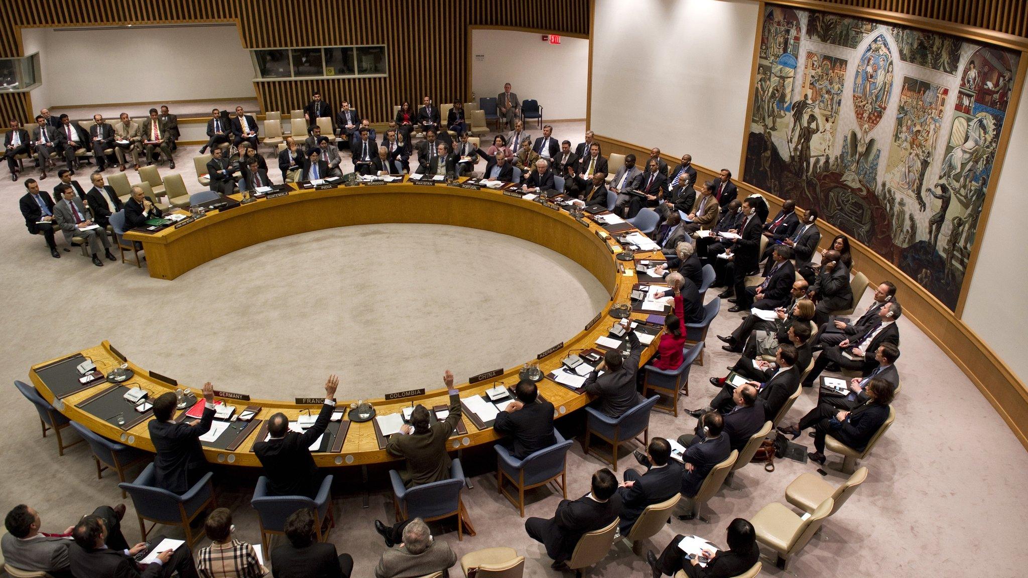 UN Security Council voting on a resolution on Syria on 4 February 2013