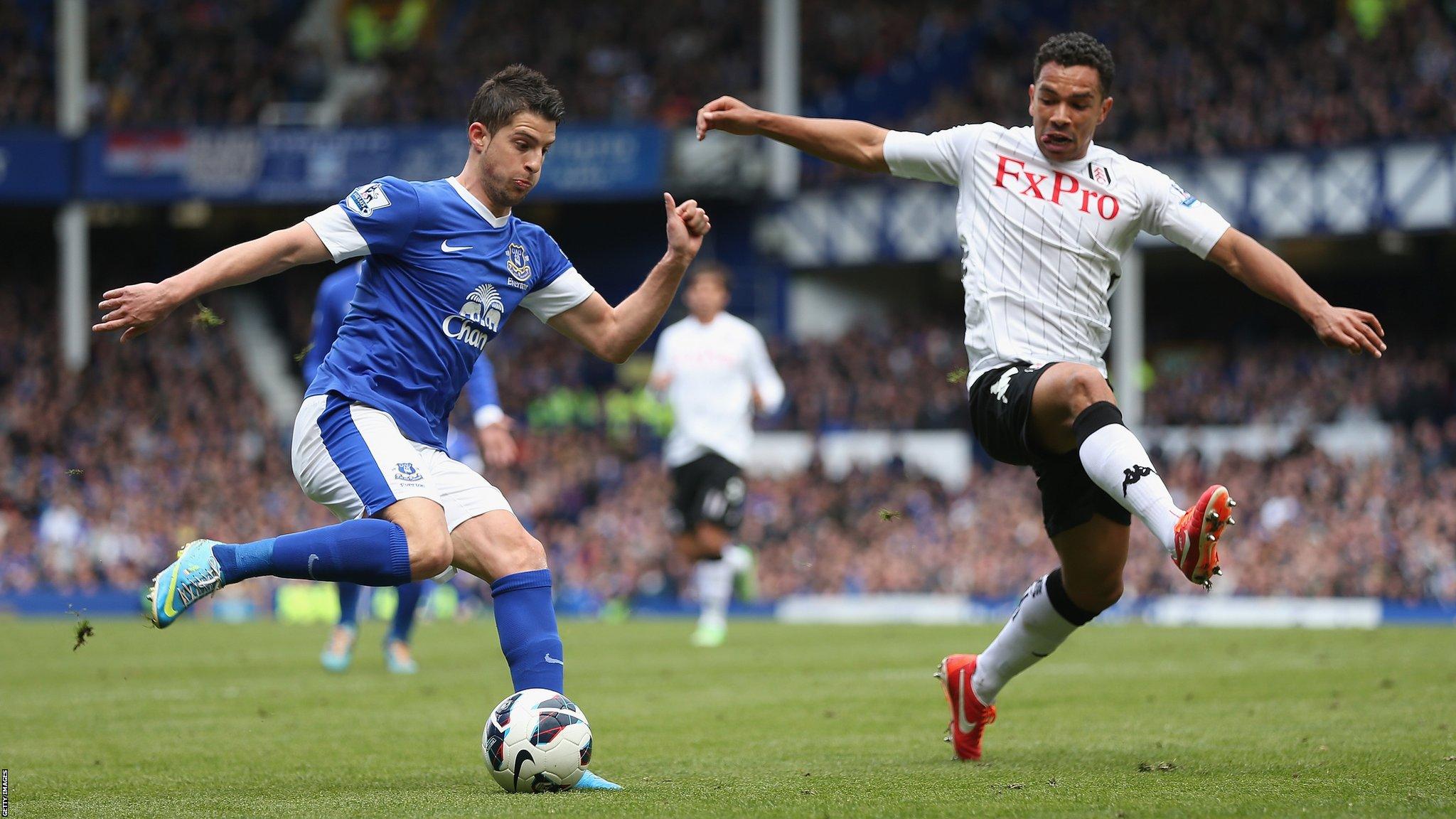 Kevin Mirallas in action for Everton against Fulham at Goodison Park