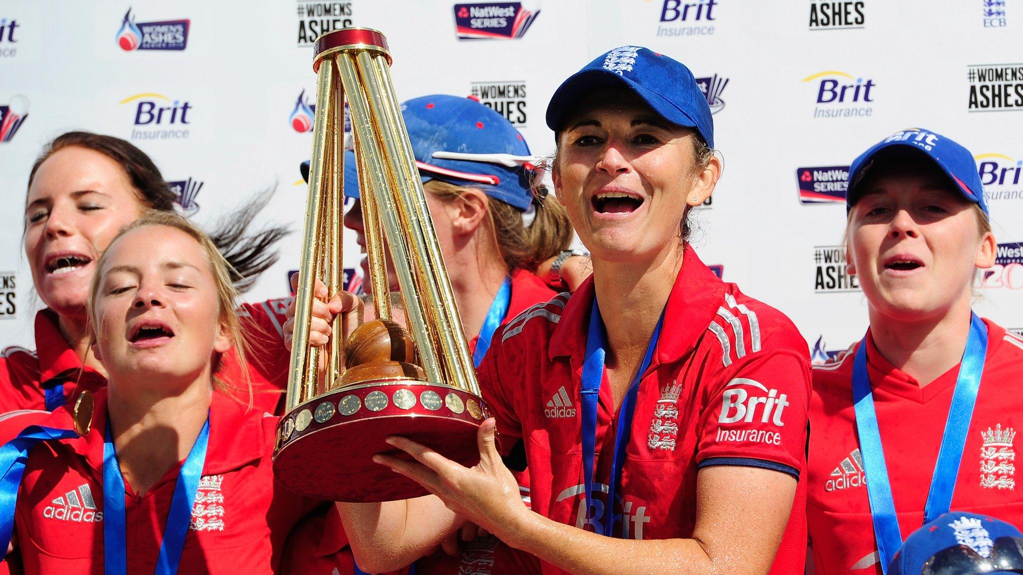 Engalnd's women's cricket team celebrate their Ashes triumph earlier this summer