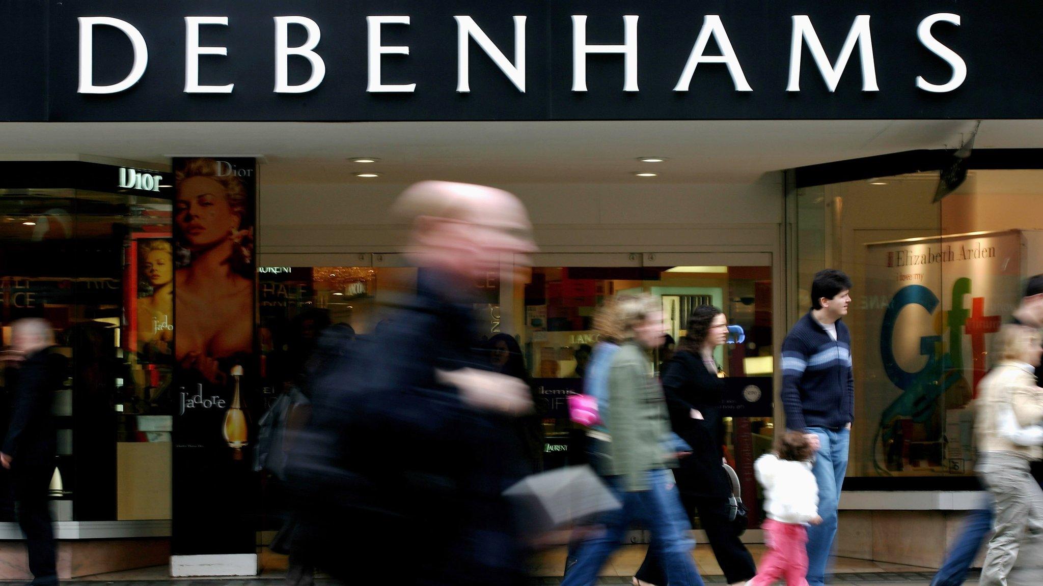 A picture of Debenhams with shoppers outside