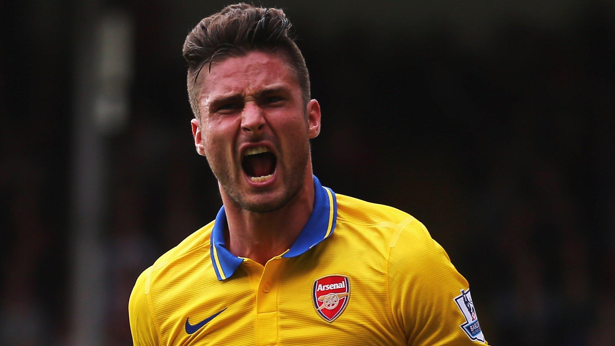 Arsenal striker Olivier Giroud celebrates scoring against Crystal Palace