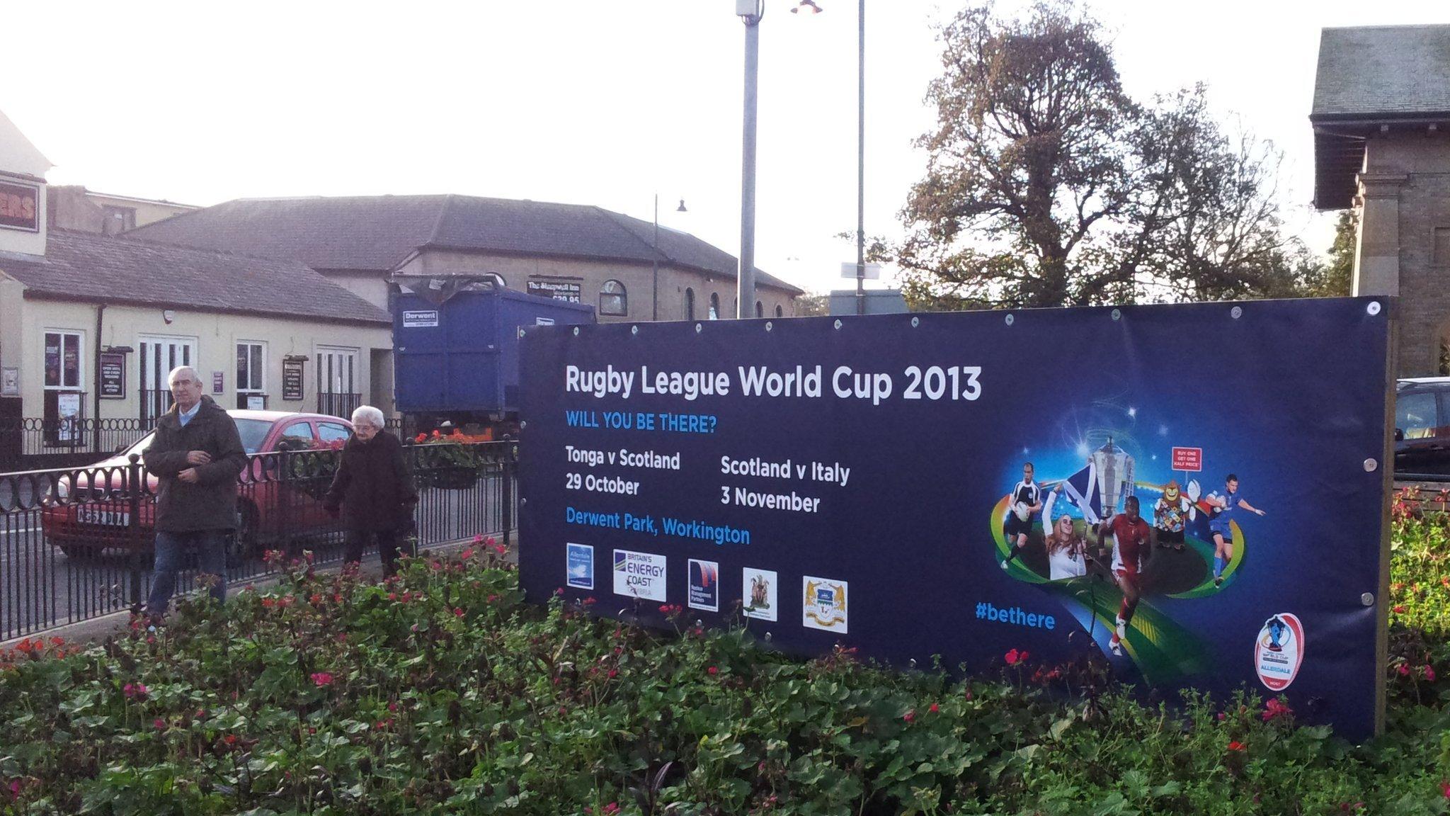 Rugby League World Cup ad in Workington