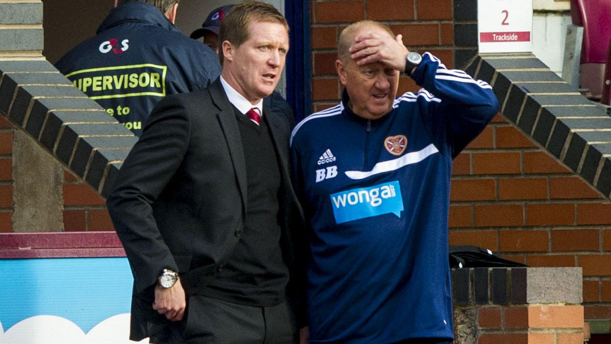 Hearts manager Gary Locke and assistant manager Billy Brown