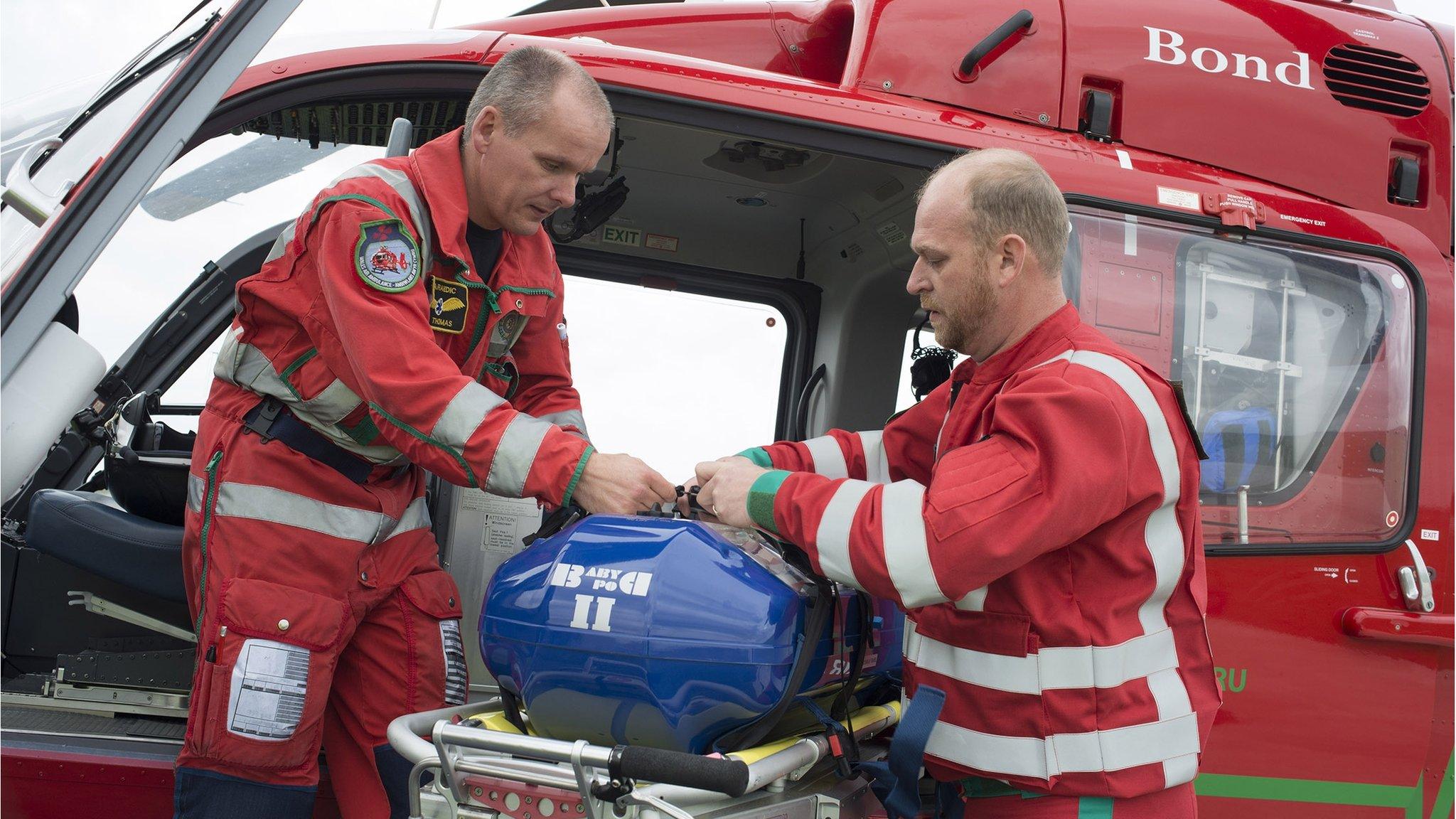 Wales Air Ambulance paramedics Ian Thomas and Jason Williams with the Babypod