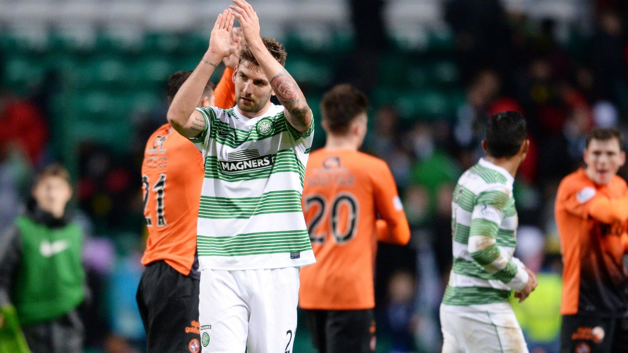 Celtic's Charlie Mulgrew celebrates his late equaliser