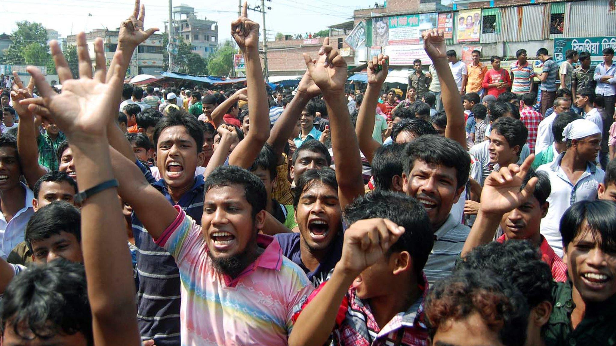 Workers staging a protest in Bangladesh. File photo