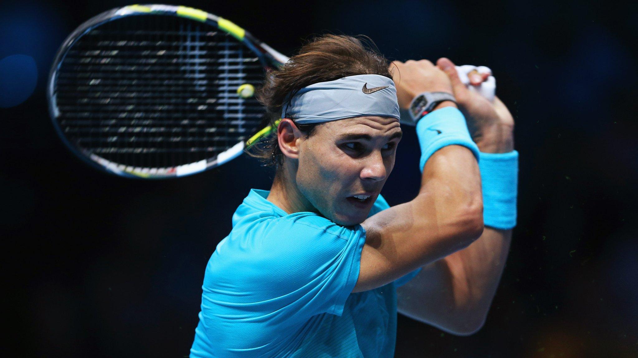 Rafael Nadal in action during the ATP World Tour Finals at the O2 Arena, in London