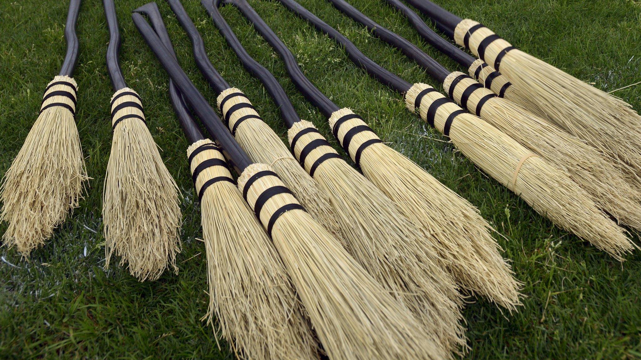 A pile of broomsticks