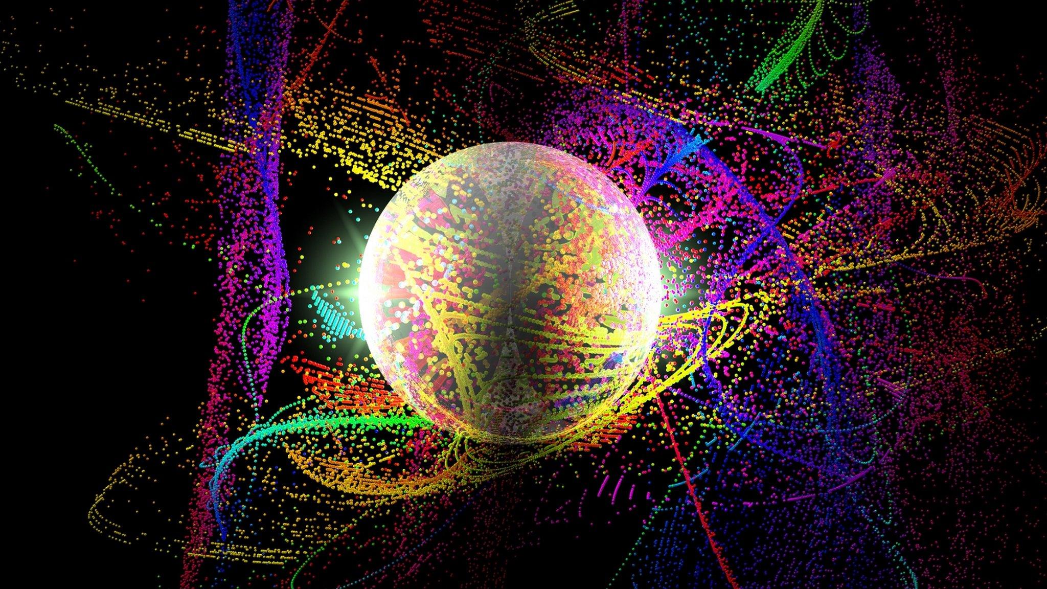 An artistic rendition of a 'bound exciton' quantum state used to prepare and read out the state of the qubits