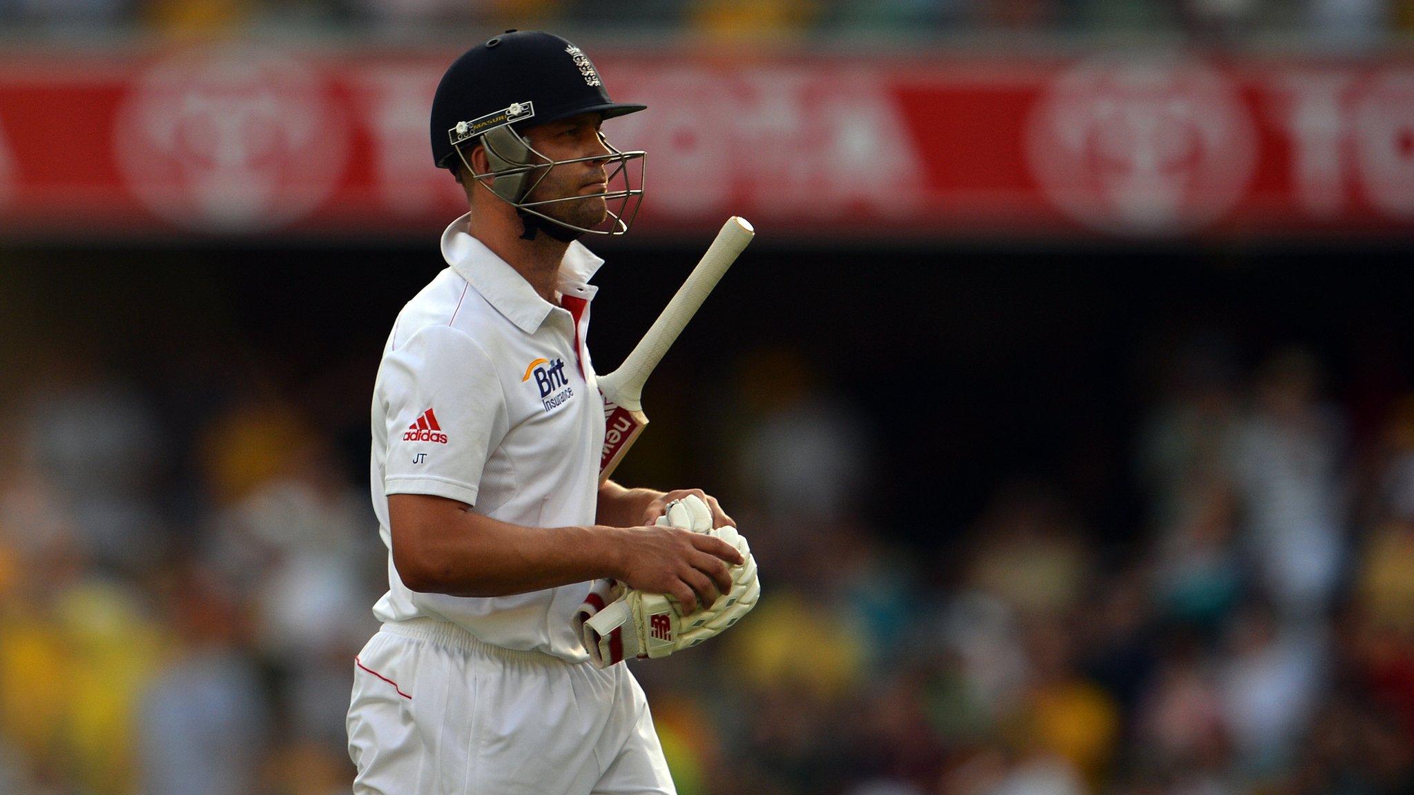 Jonathan Trott departs the field after his dismissal