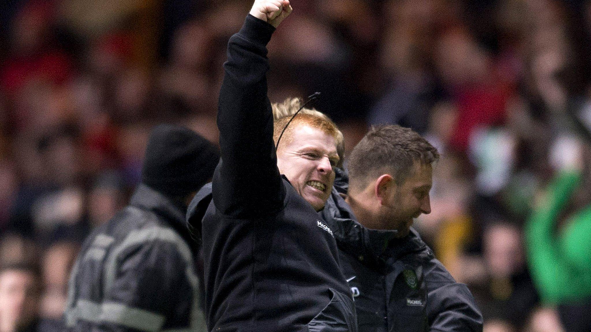 Celtic manager Neil Lennon celebrates win over Aberdeen