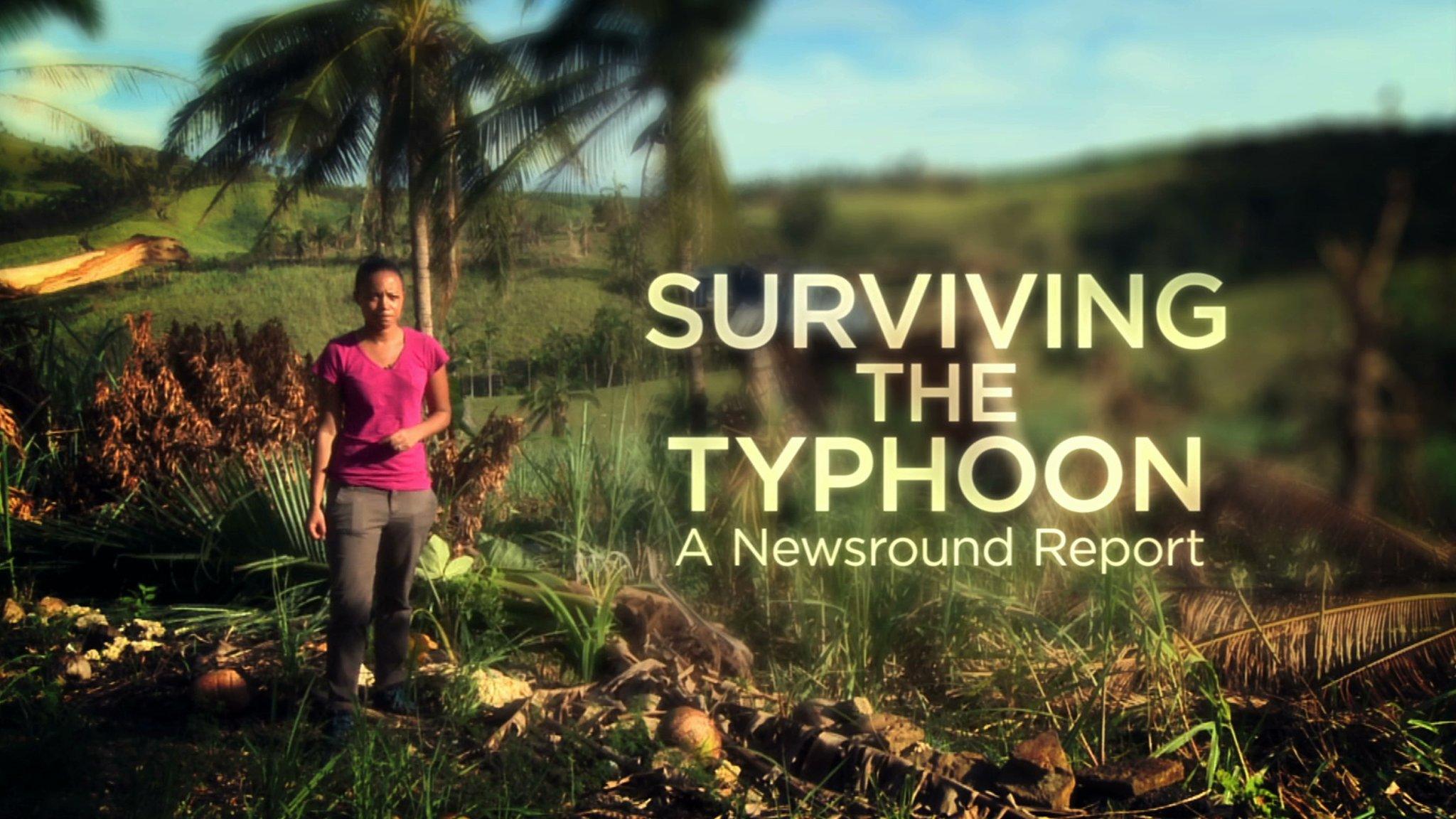 Title slide from Surviving the Typhoon Newsround Special