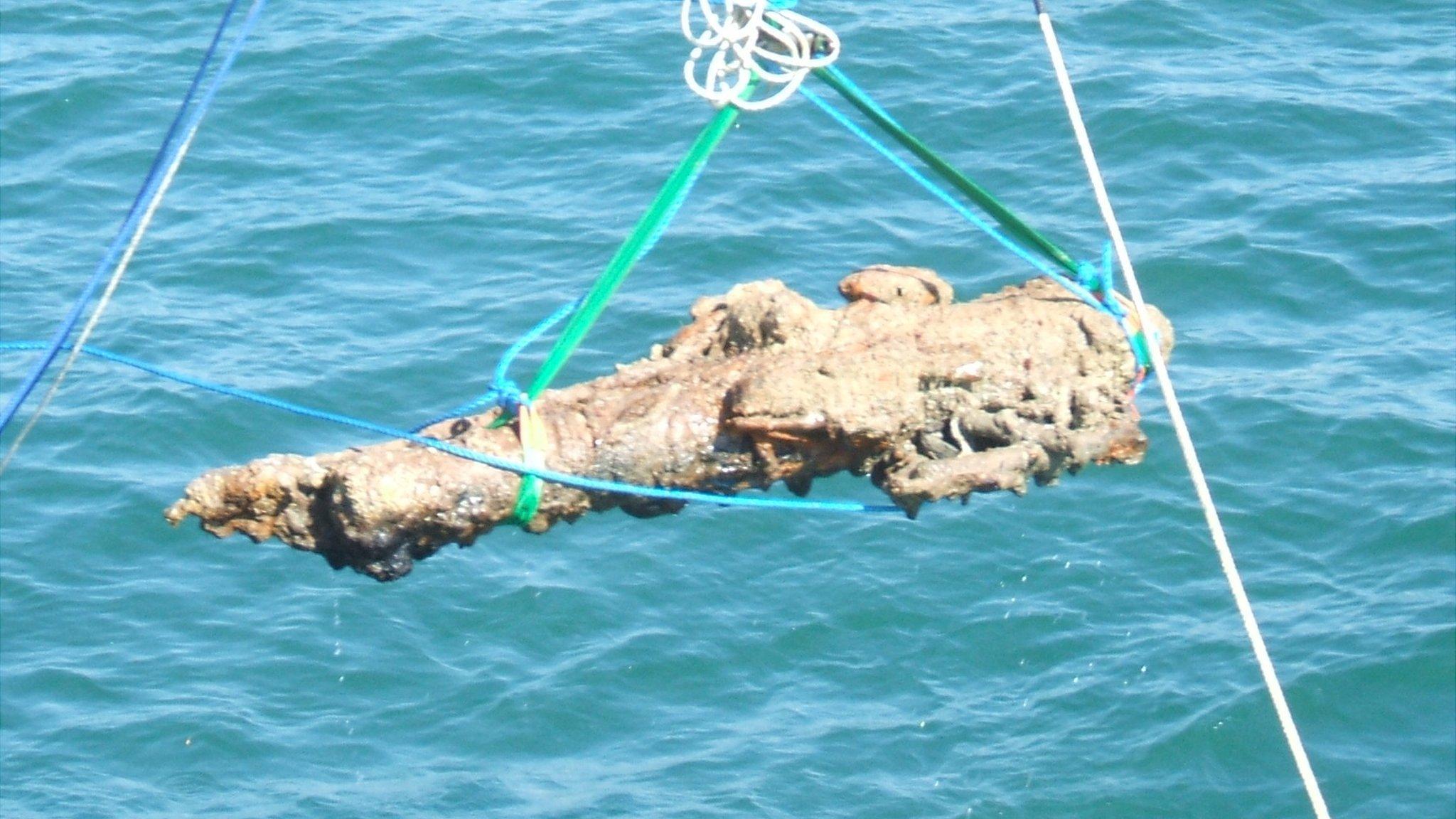 Cannon from the Alderney Elizabethan wreck raised from the seabed