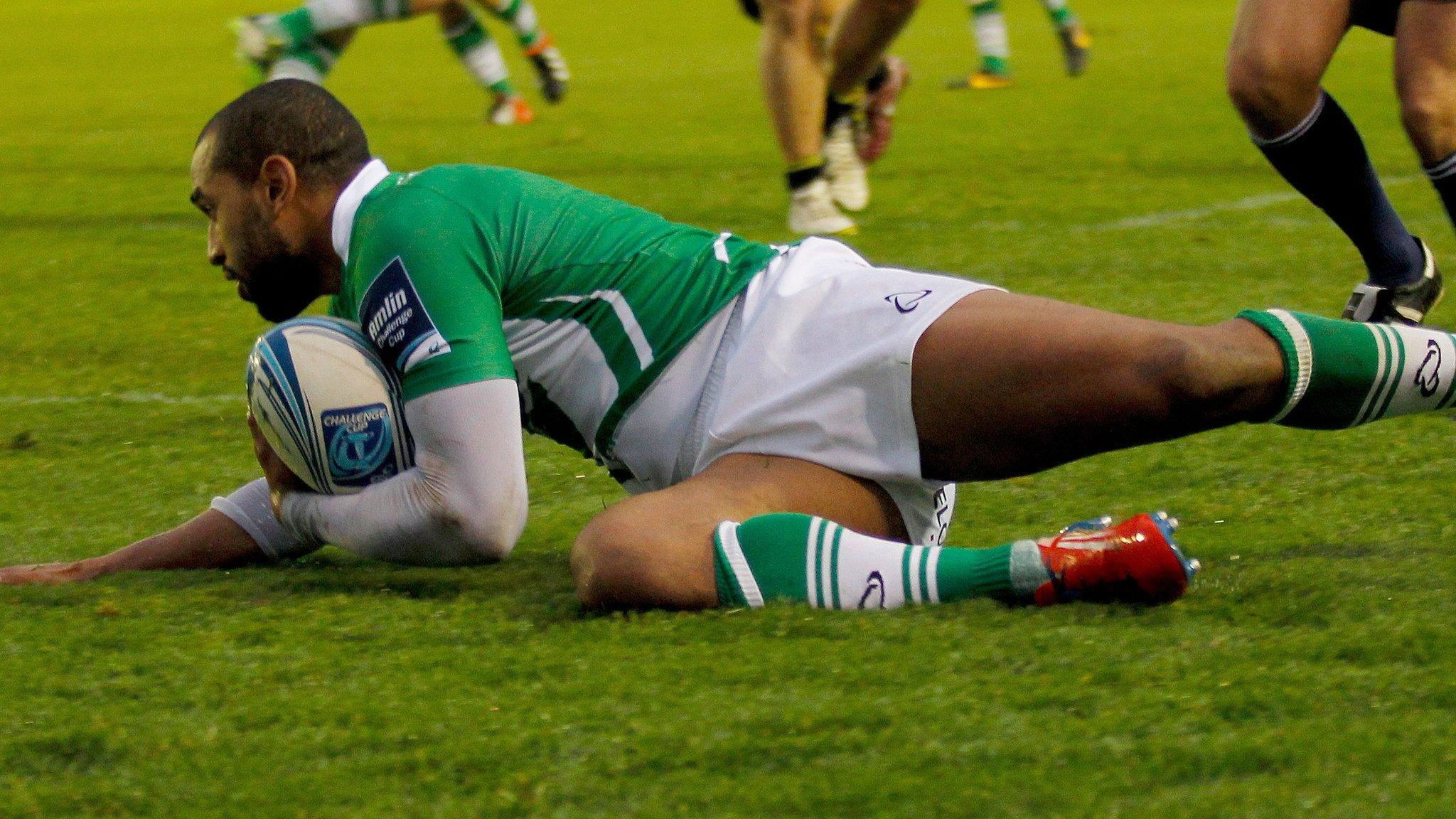 Noah Cato scores a try for Newcastle