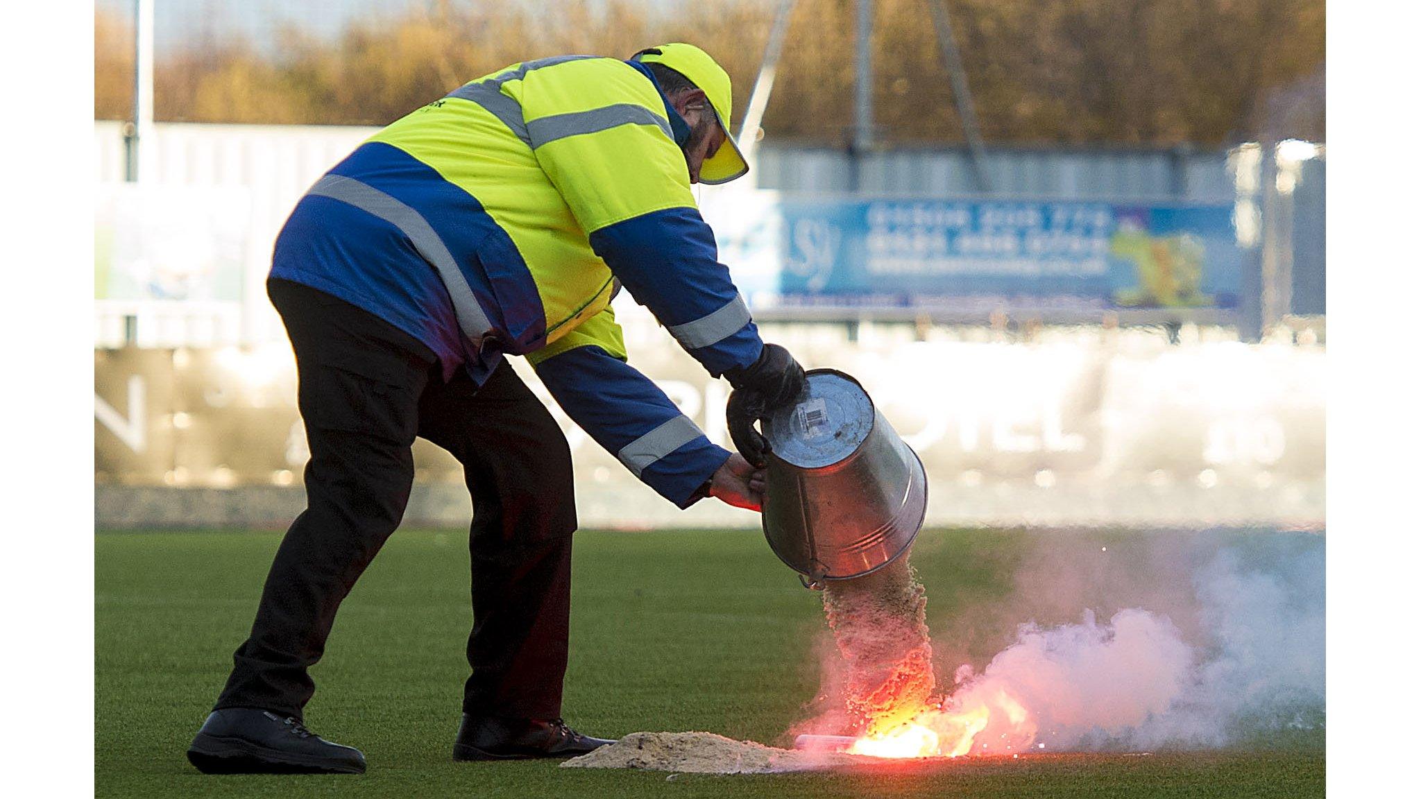 flare damage to Westfield Stadium