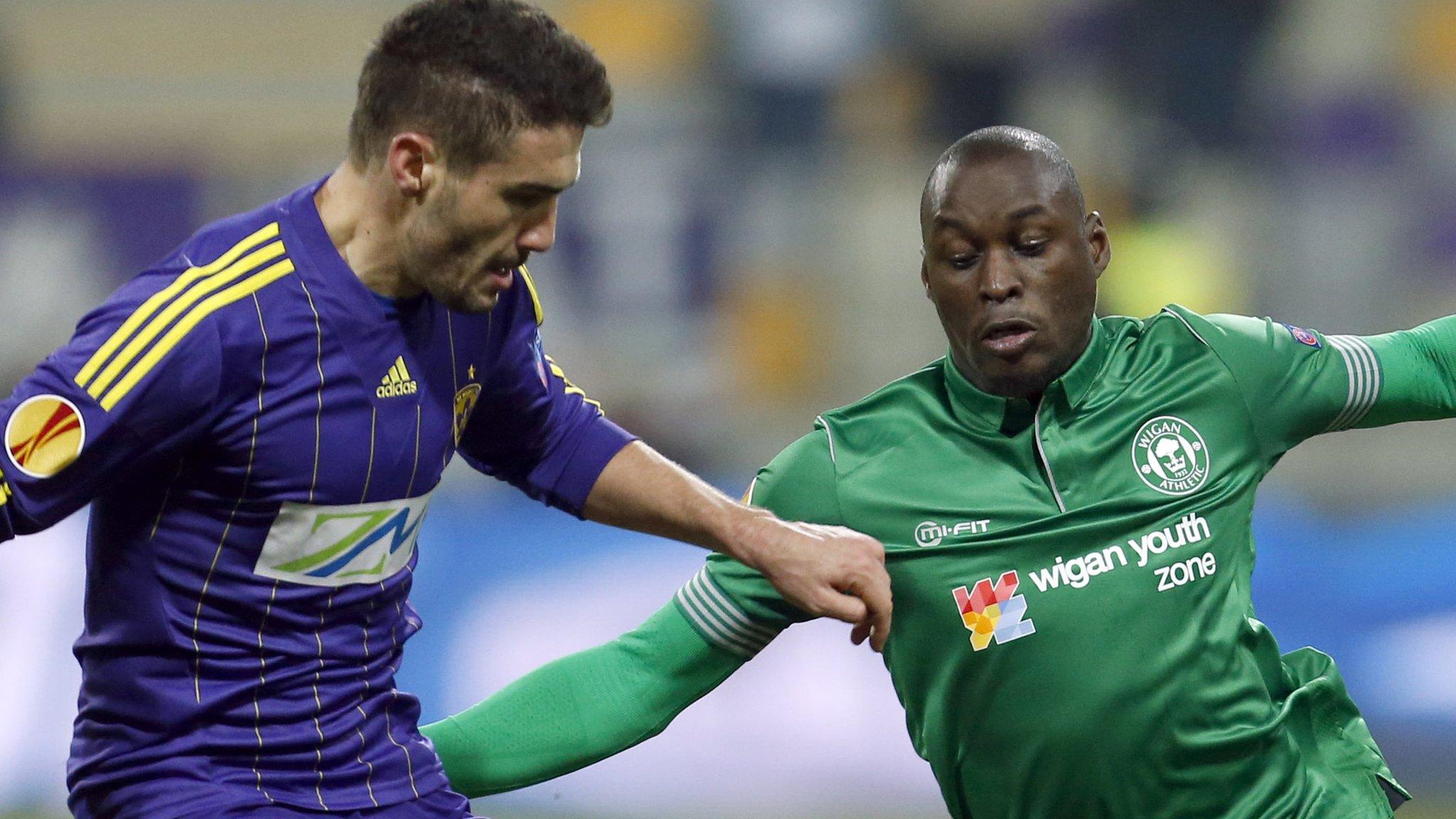 Mark Antoine Fortune of Wigan against Maribor